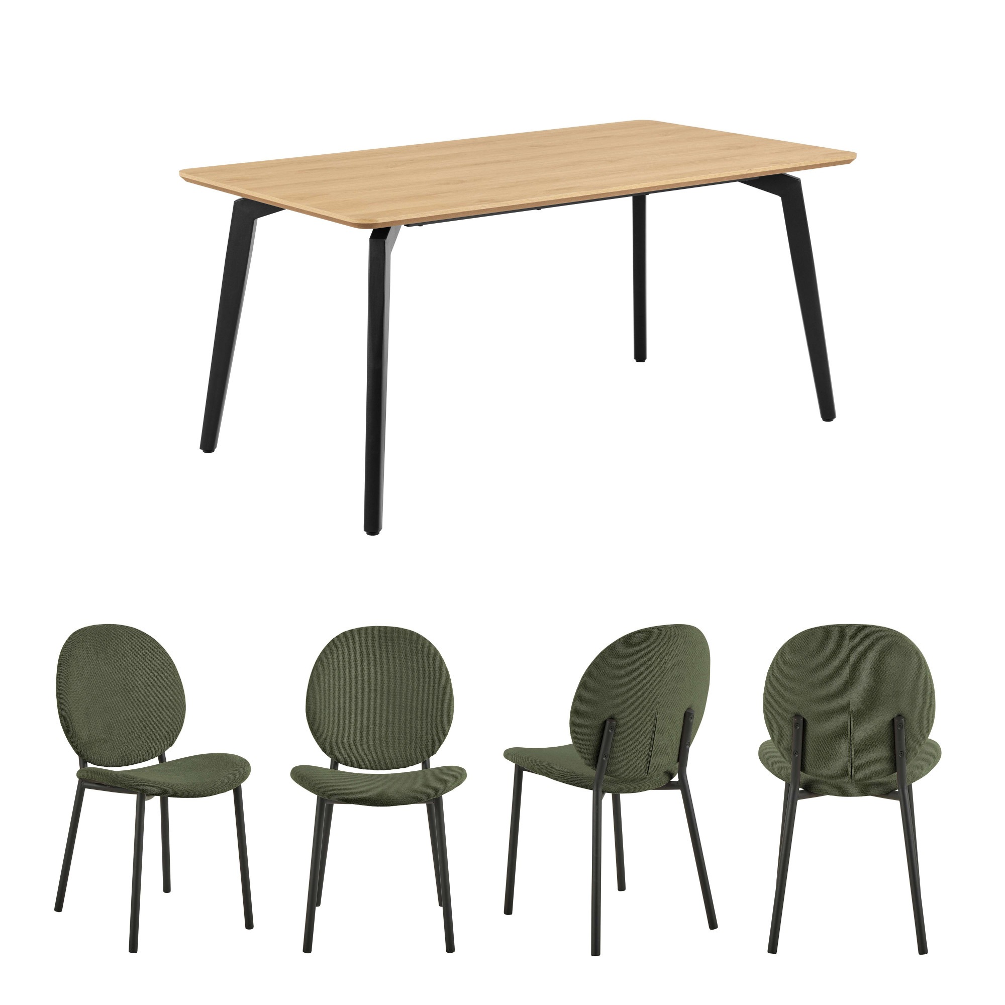 ACTONA GROUP Esszimmer-Set »Essgruppe, Speisetisch mit Wohnzimmerstühlen«, (Set, 5 St., 1x Tisch + 4x Stühle), 1x Tisch + 4x Stühle