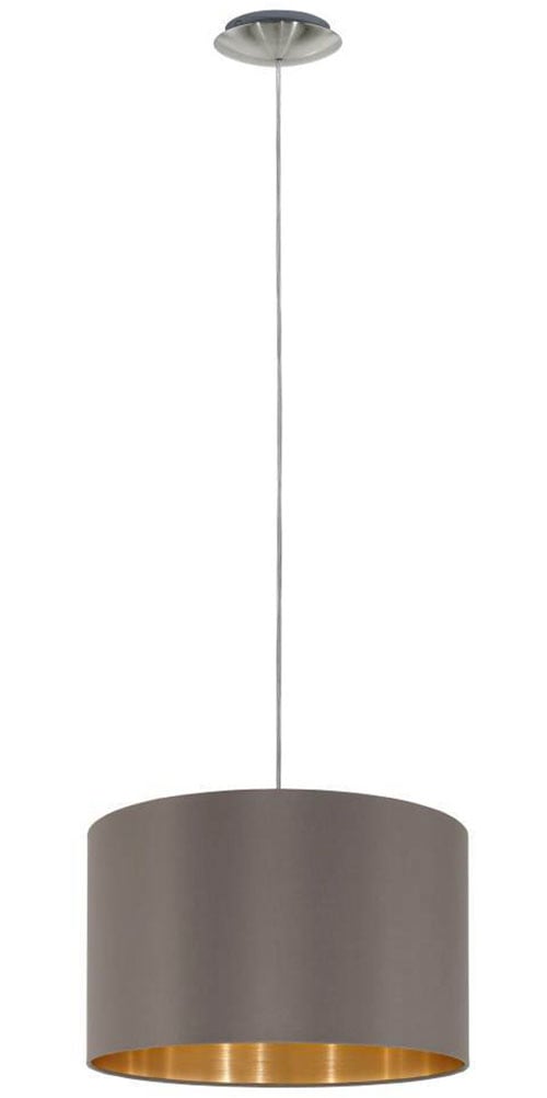 EGLO Pendelleuchte »MASERLO Hängelampe, cappuccino, gold, silber, Stoff, elegant, modern«, 1 flammig, Leuchtmittel E27 | ohne Leuchtmittel, Pendelleuchte, Pendellampe, Wohnzimmer, Esszimmer, gemütlich, 110x38cm