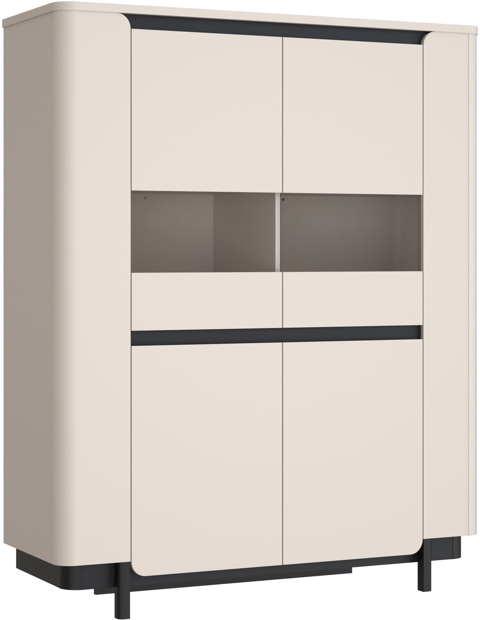 FORTE Vitrine »Vodol«, Highboard, Glatüren, abgerundete Kanten