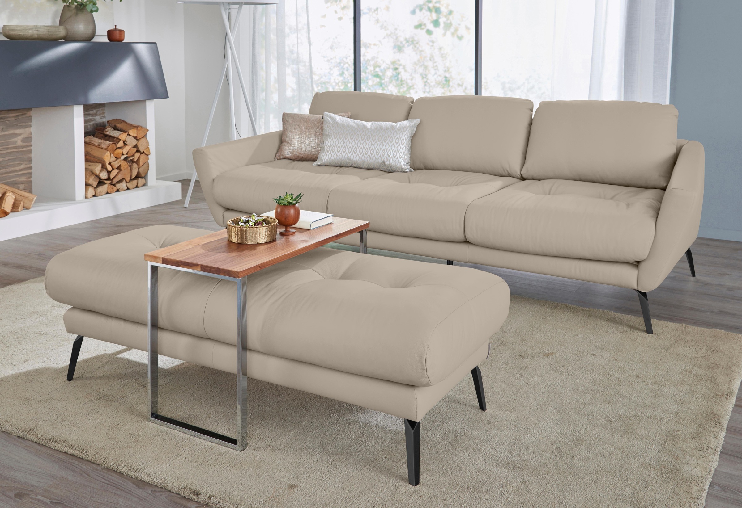 W.SCHILLIG Big-Sofa »softy«, mit dekorativer Heftung im Sitz, Füße schwarz pulverbeschichtet