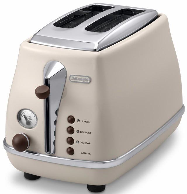 De'Longhi Toaster »Incona Vintage »CTOV 2103.BG««, 2 kurze Schlitze, 900 W, im Retro Look, cremefarben