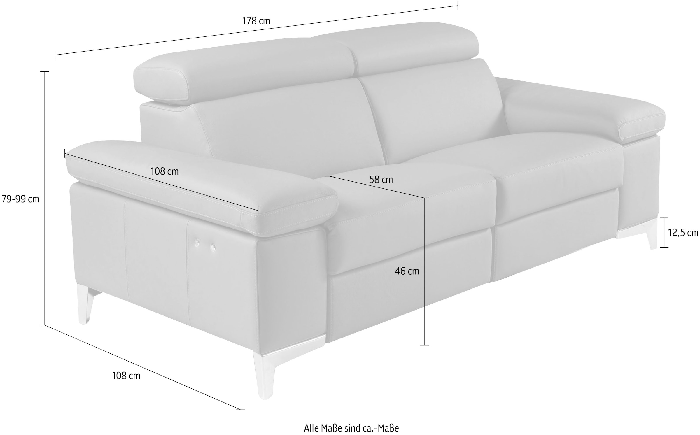 Nicoletti Home 2-Sitzer, mit Kopfteilverstellung, mit oder ohne elektrischer Relaxfunktion