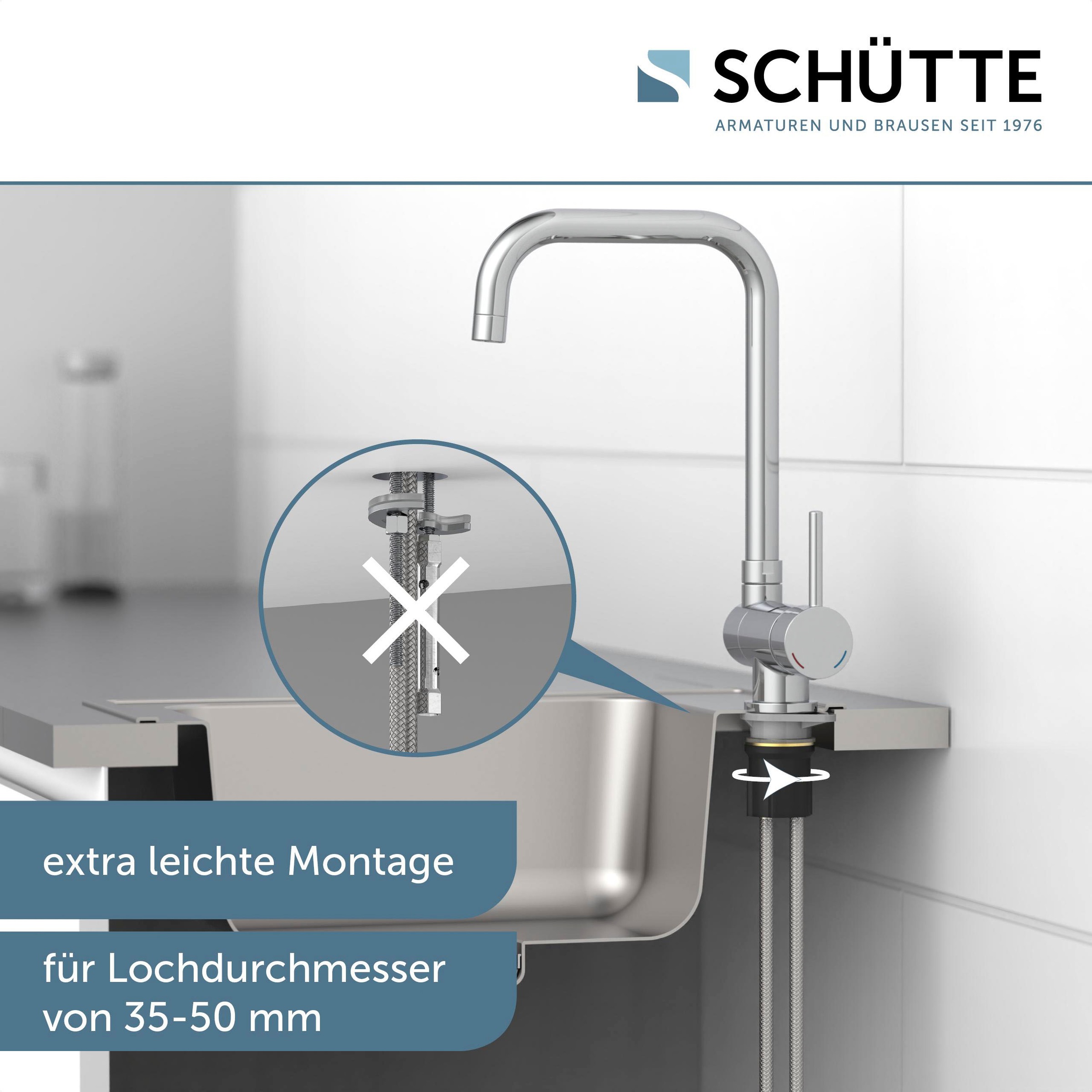 Schütte Spültischarmatur »WINDOW« Wasserhahn Unterfenstermontage, 360° schwenkbar, energiesparend