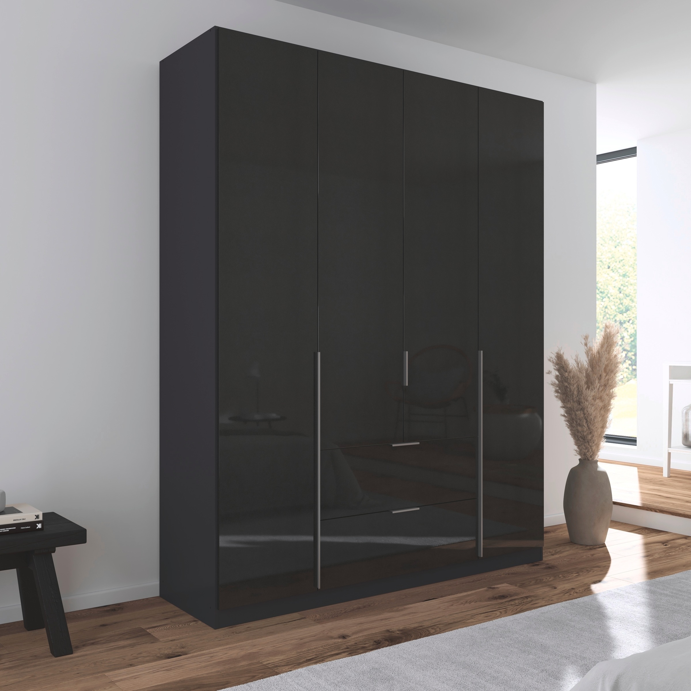rauch Drehtürenschrank »Kleiderschrank Schrank Garderobe AGORDO mit Dekor- oder Hochglanzfront«, mit Außenschubkästen, in 6 Breiten und 2 Höhen MADE IN GERMANY