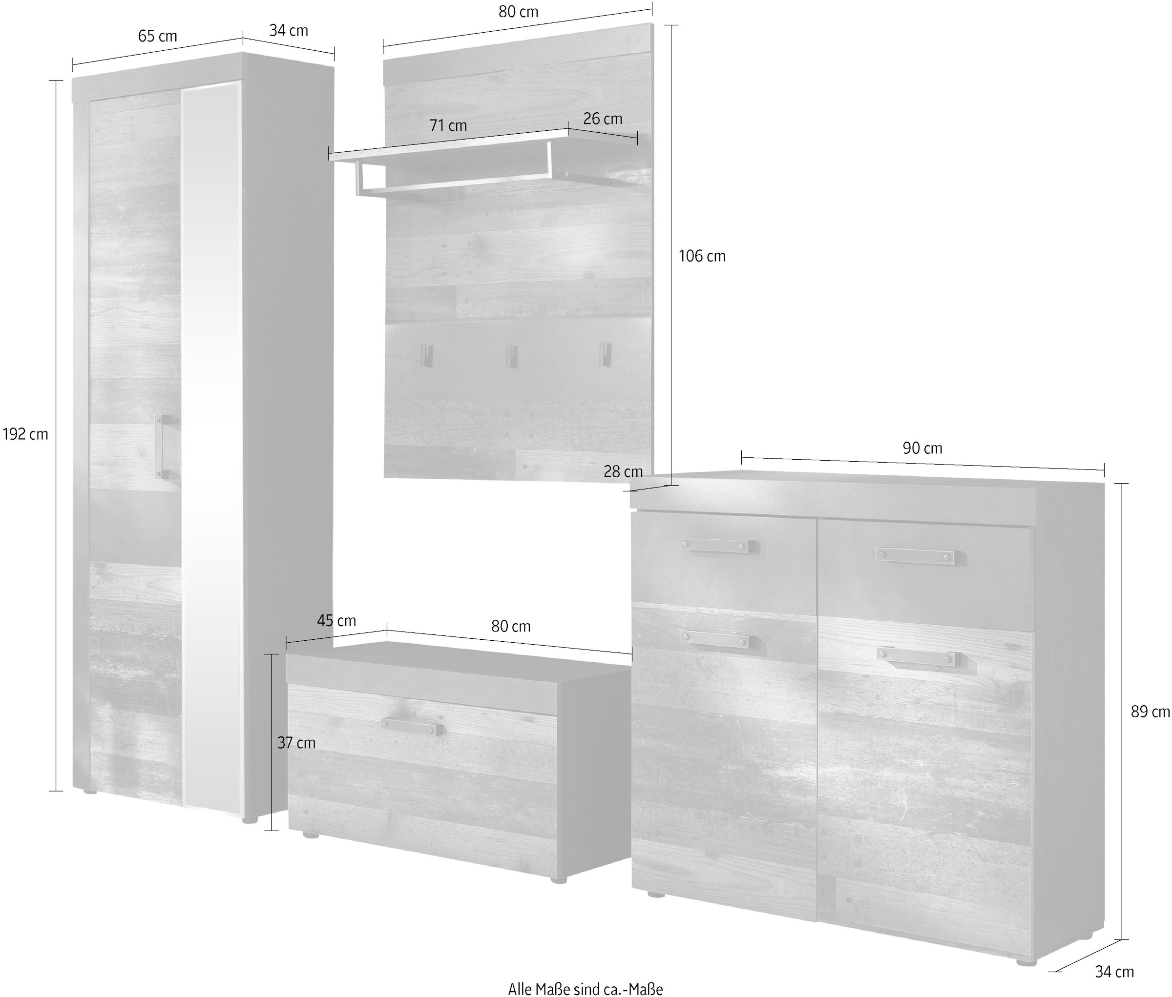 Home affaire Garderoben-Set »Ilana« Set, 4 Stk. tlg.