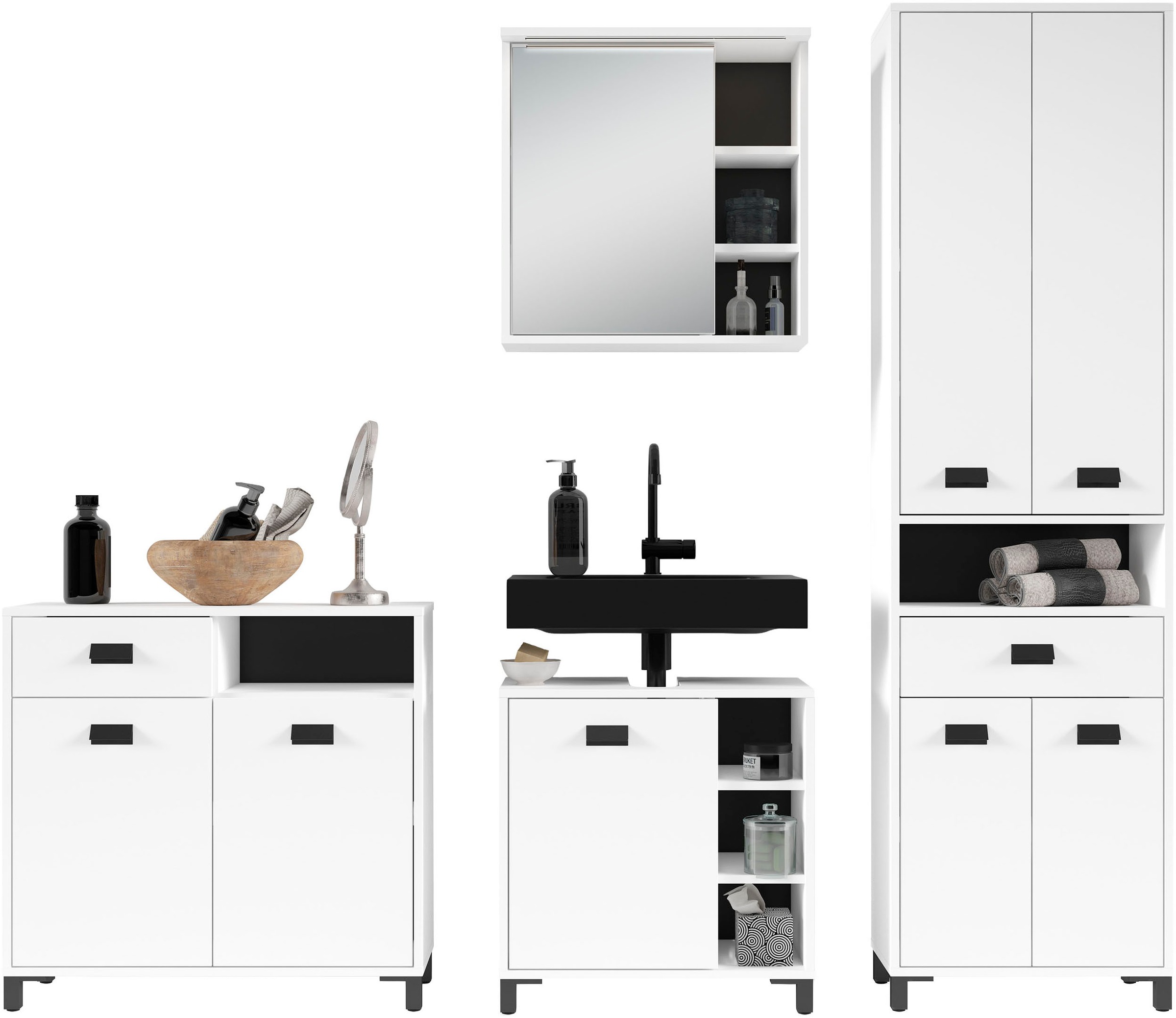 byLIVING Spiegelschrank »Wellness«, (1 St.), 60cm Badschrank mit LED-Leuchte, großem Spiegel und viel Stauraum