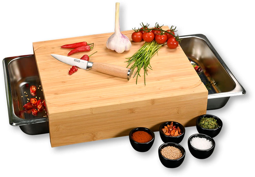 KESPER® Schneidebrett »mit 2 herausziehbaren Auffangschalen« Gastro-Norm 1/2