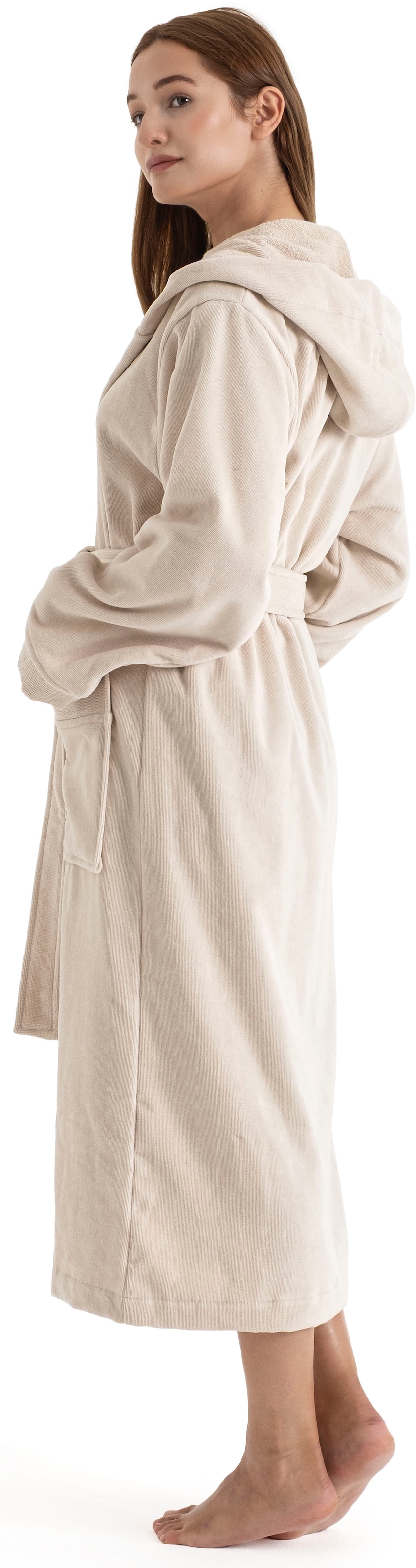 OTTO home Unisex-Bademantel »Fenya, 330 g/m², ideal für Sauna & Spa, Hotelbademantel, Morgenmantel«, (1 St.), Reißverschlusstaschen, weich mit GRATIS-Zugabe: 1x Duschtuch 70x140 cm