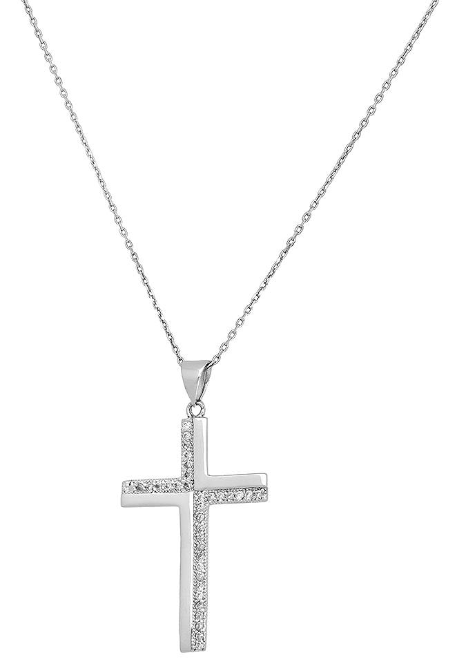 Firetti Kette »Kreuz, kaufen mit glanz«, mit rhodiniert, Anhänger Zirkonia bequem