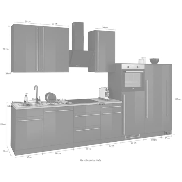 wiho Küchen Küchenzeile »Chicago«, ohne E-Geräte, Breite 360 cm auf  Rechnung bestellen