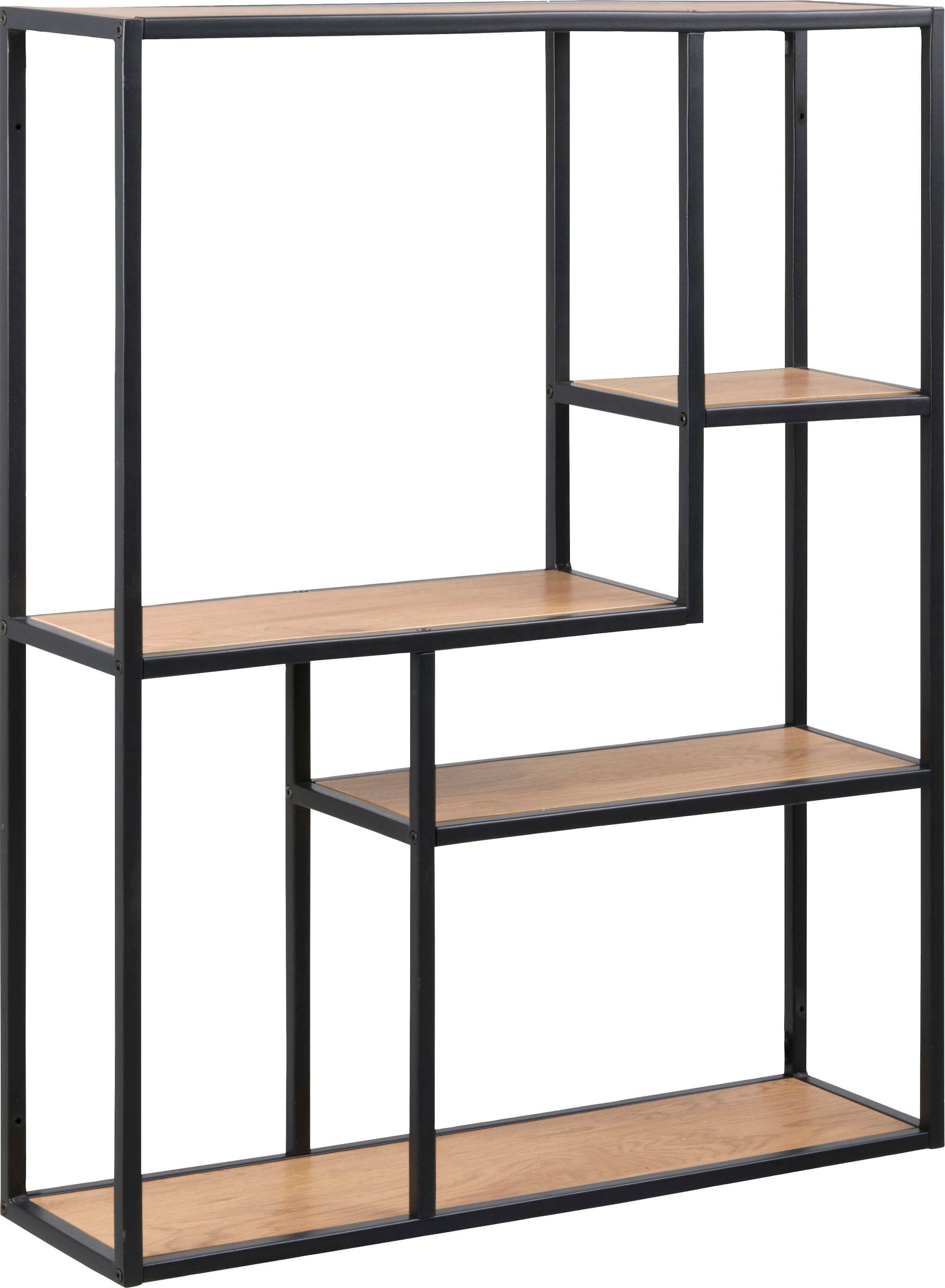 ACTONA GROUP Wandregal, Metallgestell im Industrie-Look, 3 Einlegeböden, asymmetrische Details