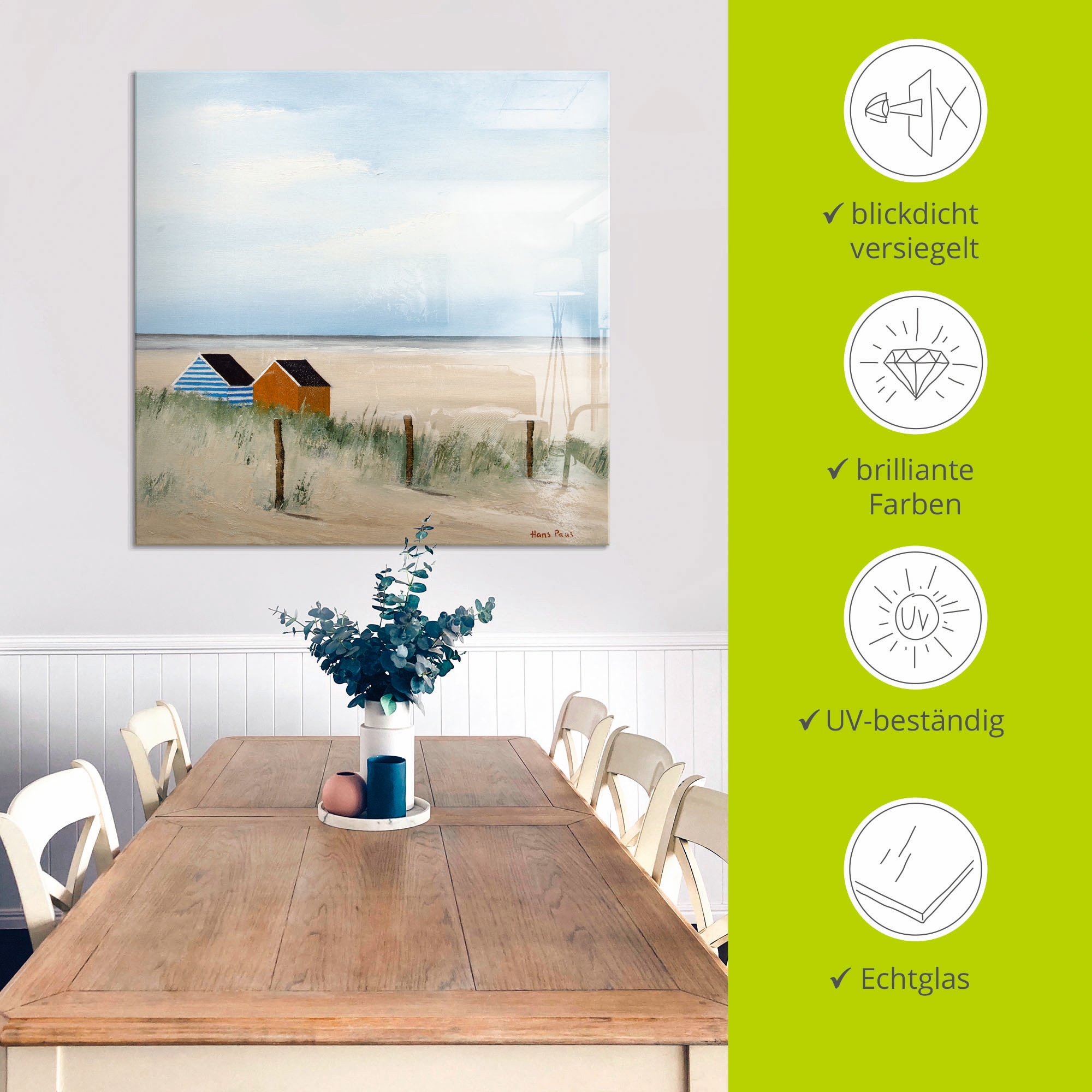 Artland Glasbild »Sonniger Morgen V« Strand 1 Stk. tlg. in verschiedenen Größen