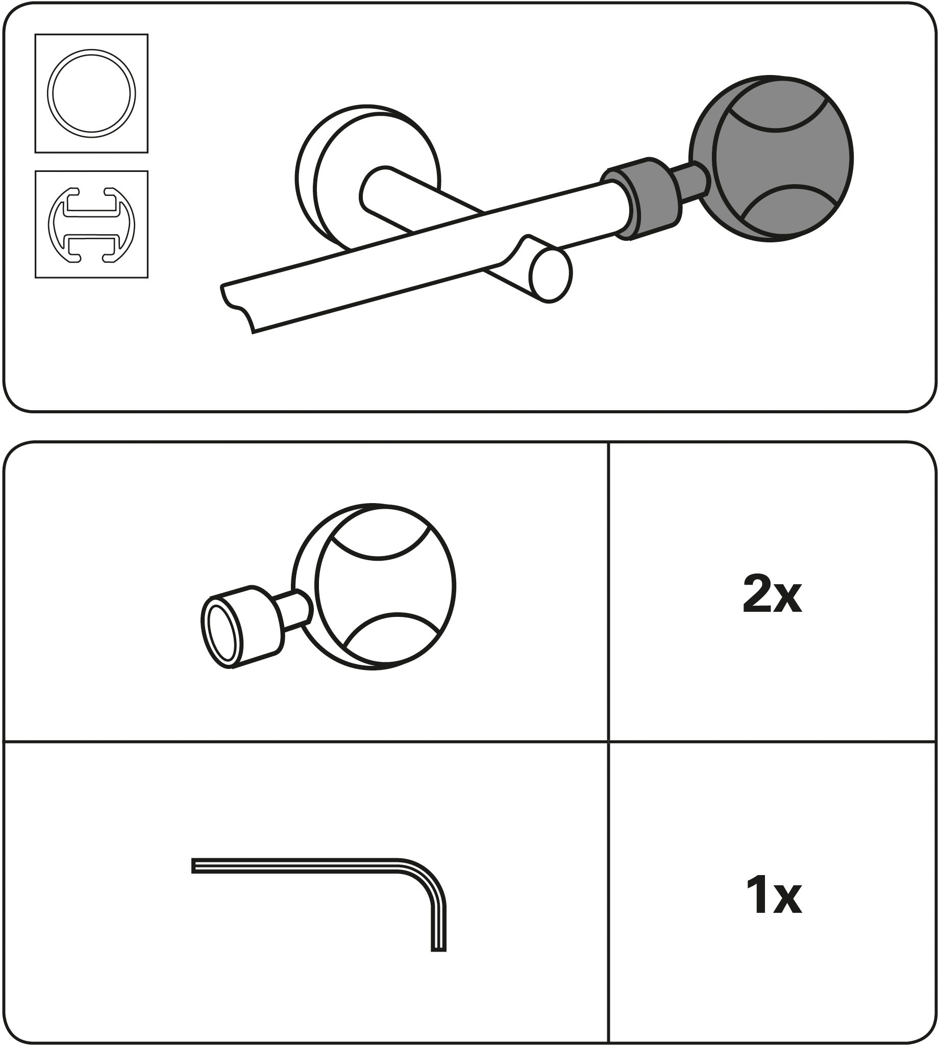 GARDINIA Gardinenstangen-Endstück »Disc«, (2 St.), Serie Gardinenstange Kira