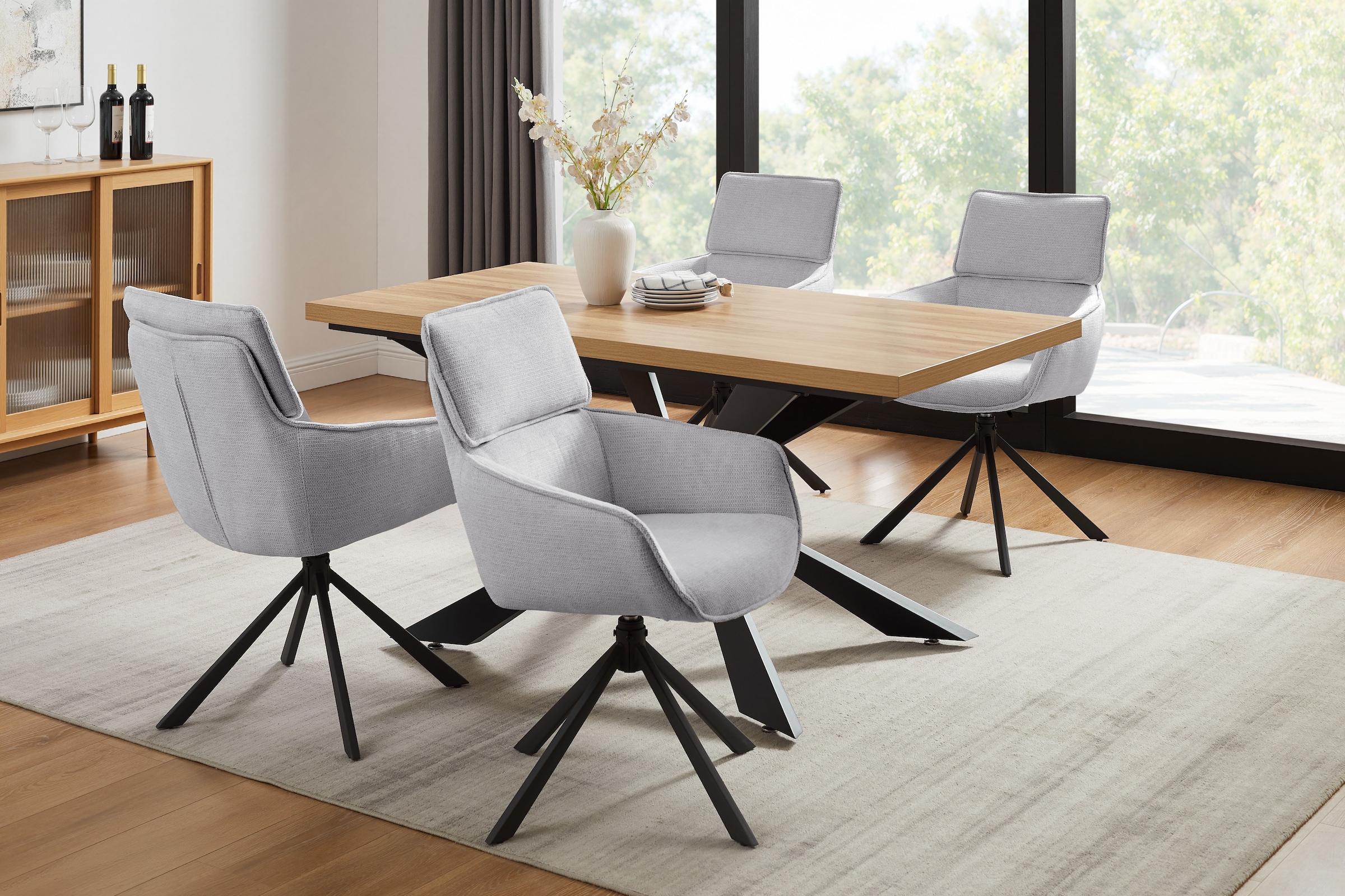 Home affaire Esszimmerstuhl »Cusey«, 1 St., Webstoff, mit 360° Metallfuß, Komfort-Rückenlehne und hautfreundlichem Webstoff