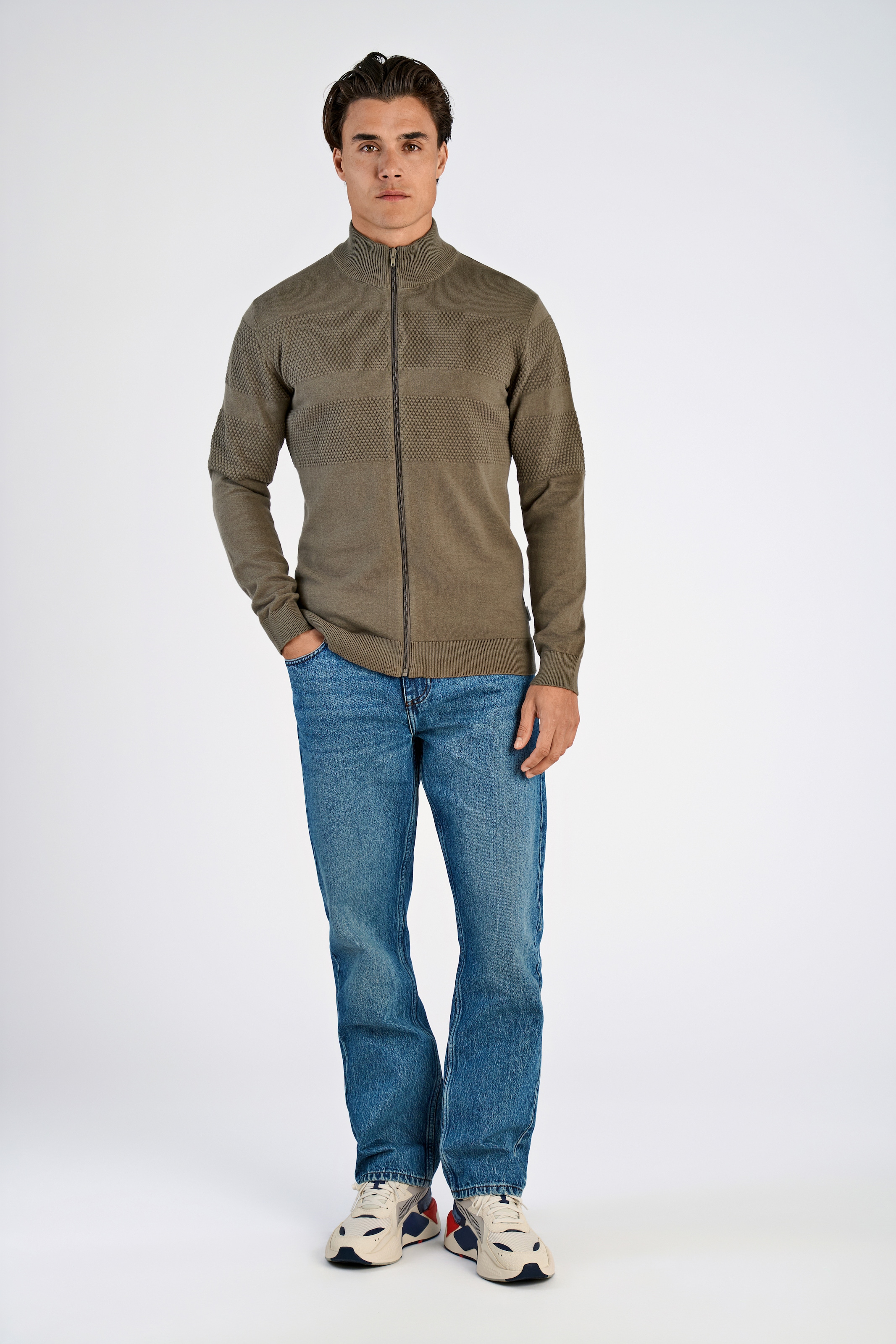 LINDBERGH Strickjacke mit Stehkragen und Reißverschluss