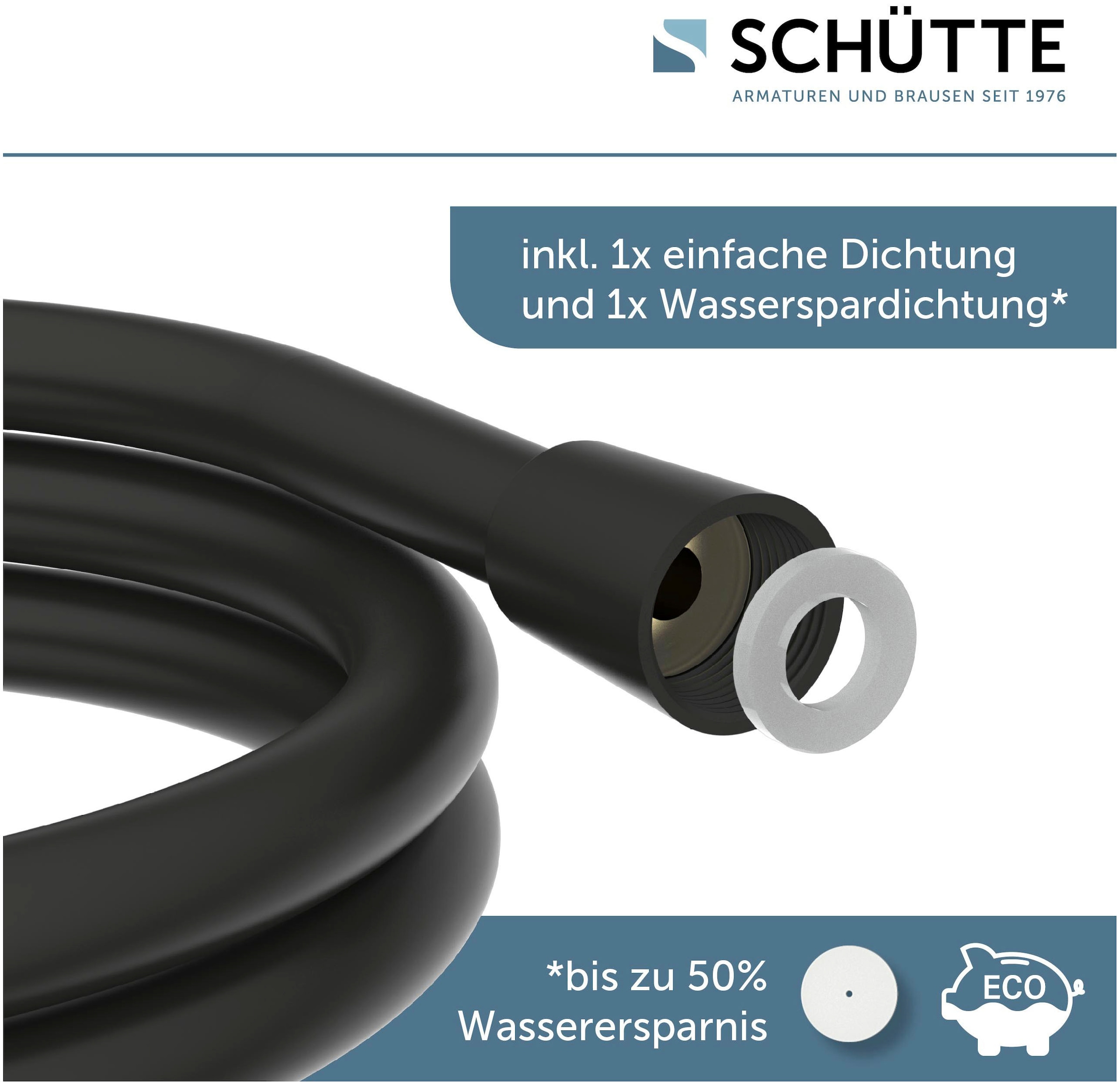 Schütte Brauseschlauch, 150 cm, inkl. Wasserspardichtung - bis 50% Wasserersparnis