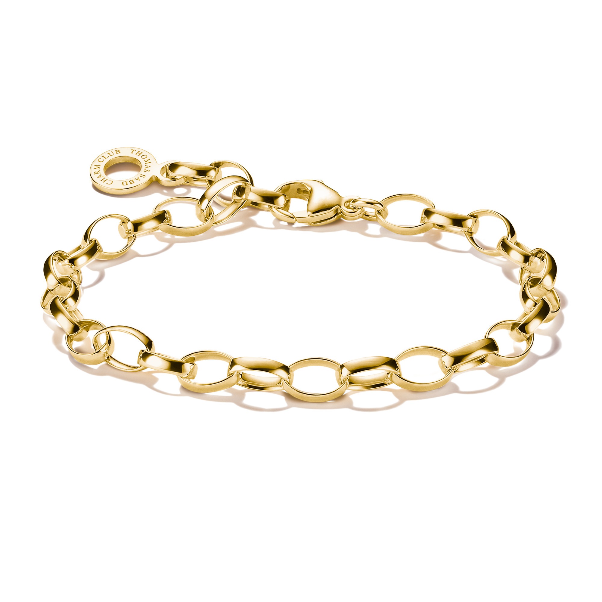 THOMAS SABO 18ct Gold Plated Oval Belcher Charm Bracelet X0031-413-39-L17