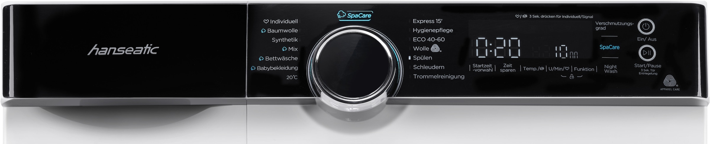 Hanseatic Waschmaschine »HWMK814A«, 8 kg, 1400 U/min, Mengenautomatik, Nachtwaschprogramm, Überlaufschutz, Dampfoption