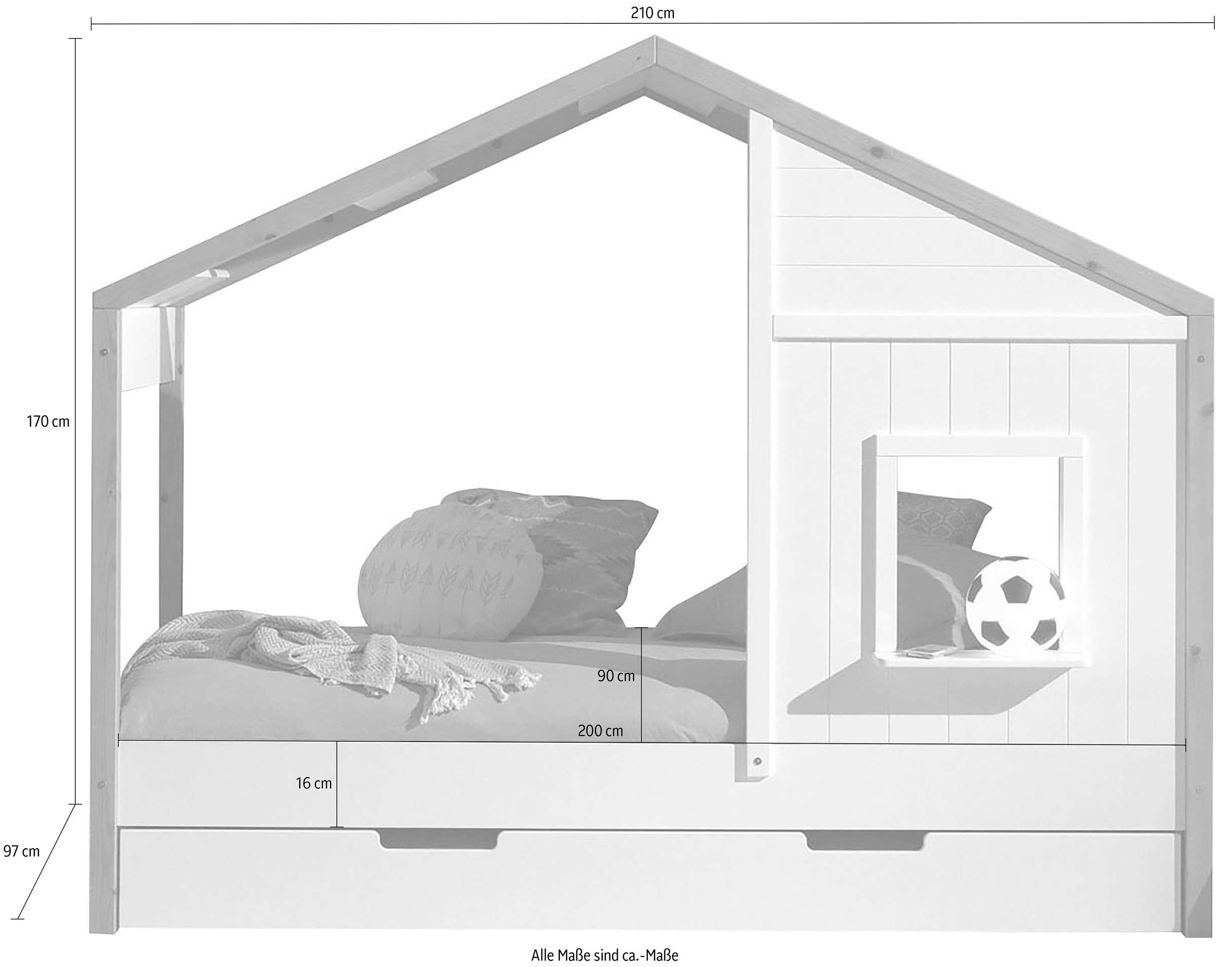 Vipack Kinderbett »Babs«, (Made in Europe), Hausbett mit Lattenrost, wahlweise Bettschublade