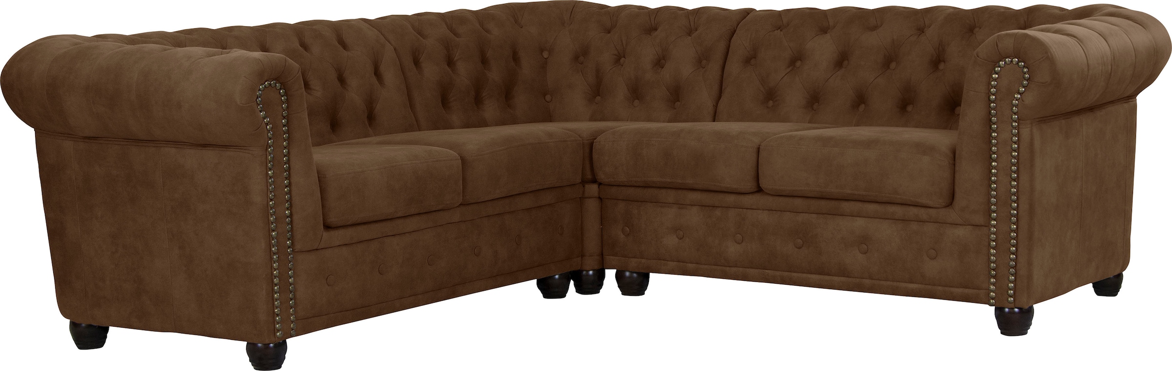Home affaire Chesterfield-Sofa »Rysum L-Form« Chesterfield-Optik , gleichschenklig