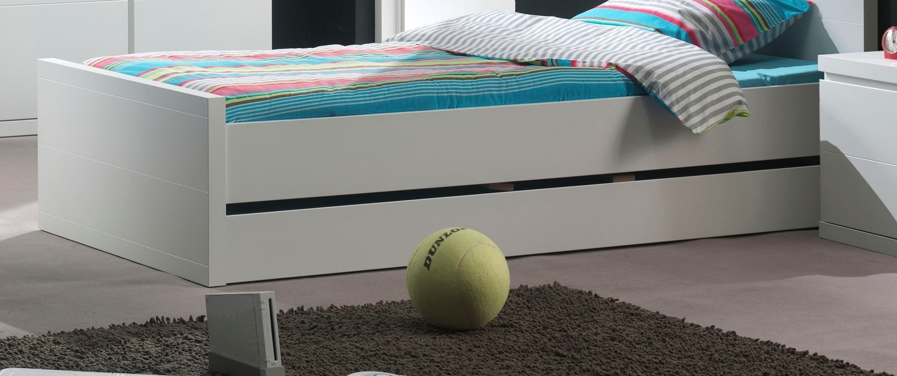 Vipack Bettschubkasten Made in Europe,  lackierte Oberfläche, durch Rollenführung leicht zu bedienen