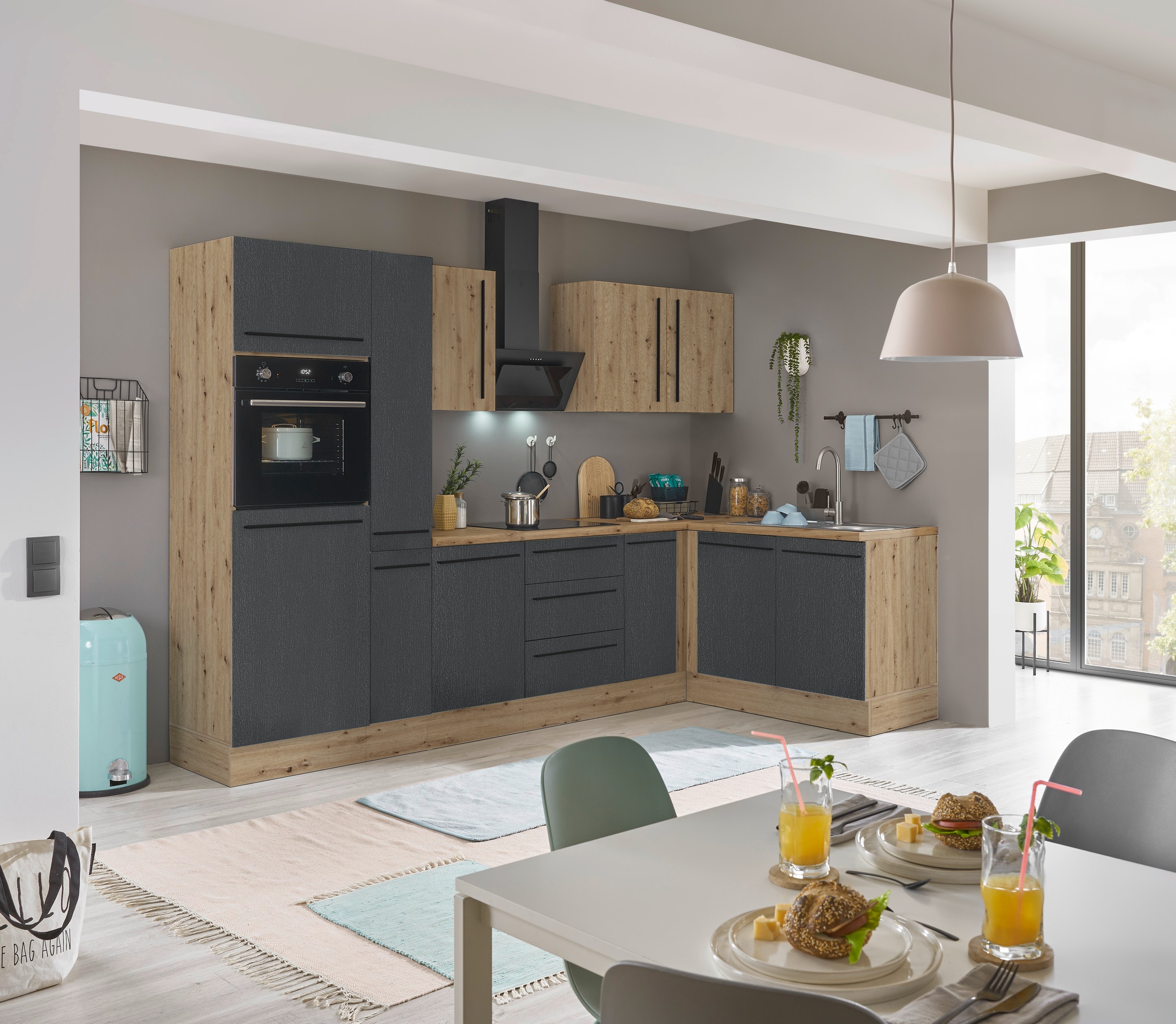 KOCHSTATION Winkelküche »Florida, Stellbreite 300x165 cm«, wahlweise mit E-Geräten, mit Softclose für Türen und Schubkästen