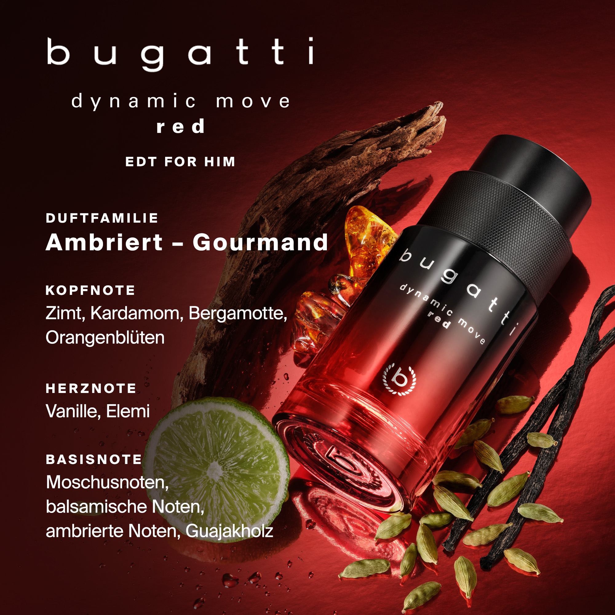 bugatti Eau de Toilette »dynamic move red« mit 100 ml Inhalt, in flüssiger Form, für Herren