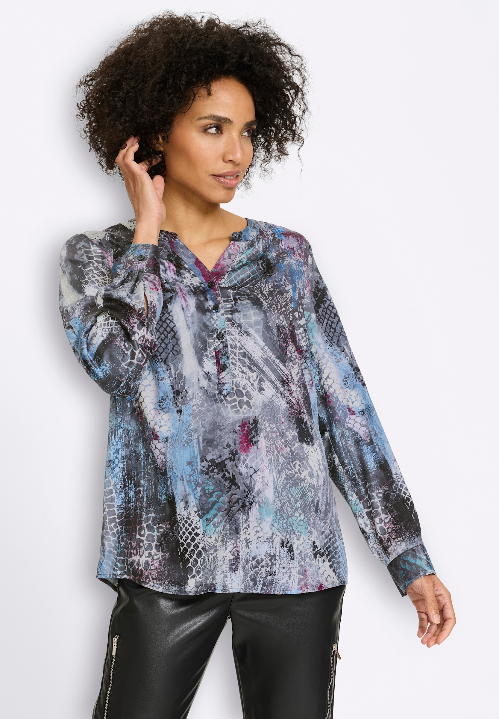 heine Klassische Bluse »Druckbluse Druckbluse mit grafischem Dessin«