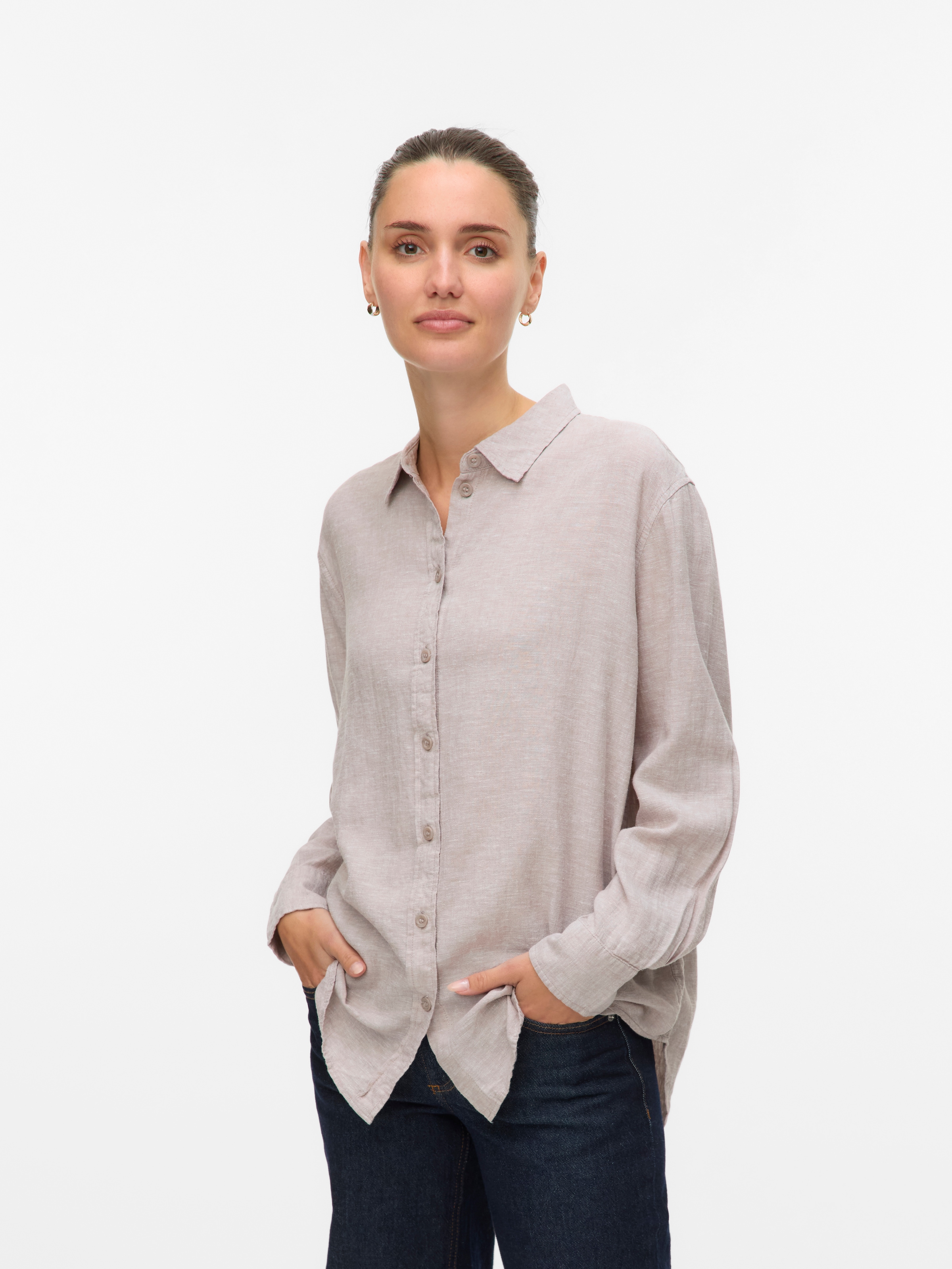 Vero Moda Hemdbluse »VMLINN LINEN LS SHIRT WVN NOOS«, hochwertige Qaulität mit Leinen