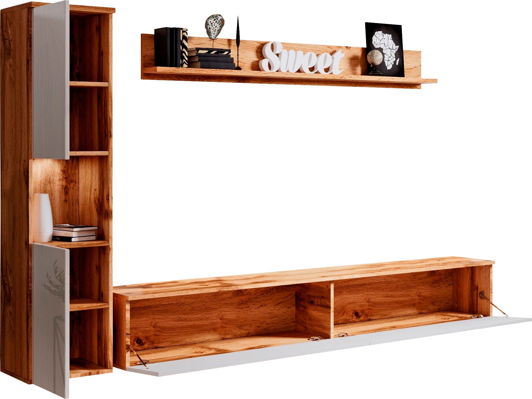 INOSIGN Wohnwand »PARIS, Vitrine Türanschlag links/rechts wechselbar« Komplett-Set, 3 Stk. tlg.