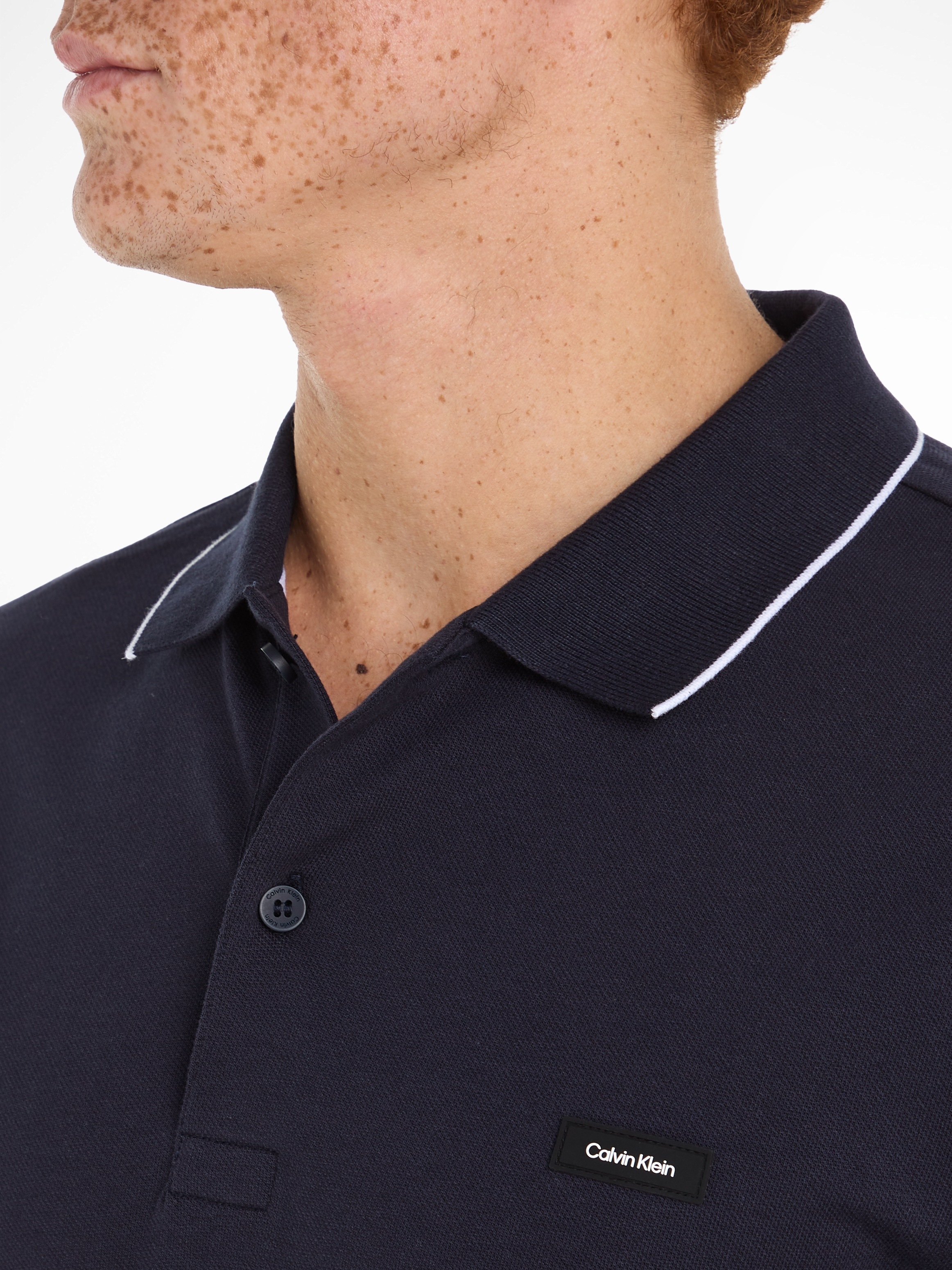 Calvin Klein Poloshirt »STRETCH PIQUE TIPPING POLO«, mit Streifendetail am Kragen