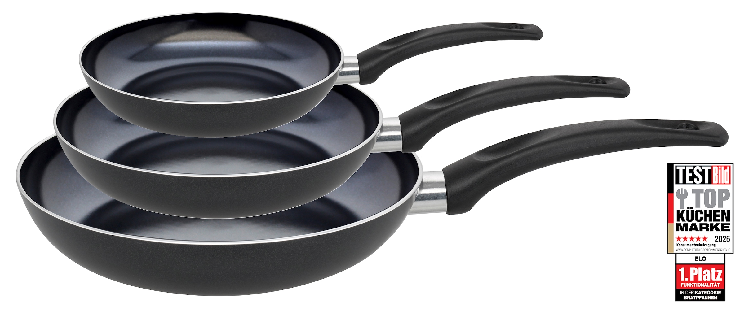 Elo Basic Pfannen-Set »Prima Cucina 3 teilig« Aluminium Set, je 1 Pfanne Ø 20/24/28 cm, 3 Stk. tlg. Induktion
