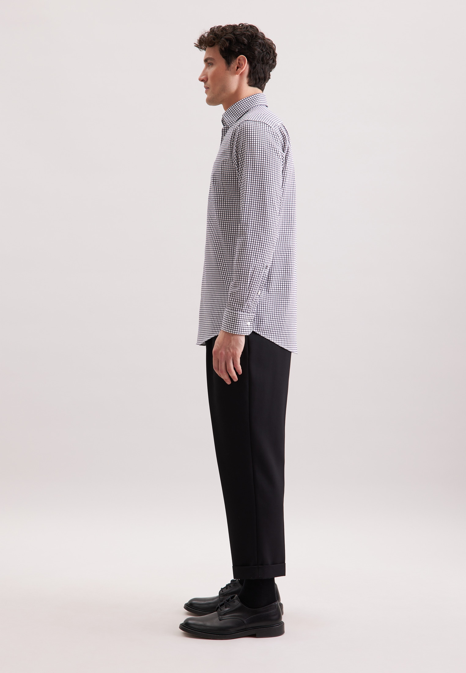 seidensticker Businesshemd »Schwarze Rose« Regular 1/1 Covered-Button-Down-Kragen Karo