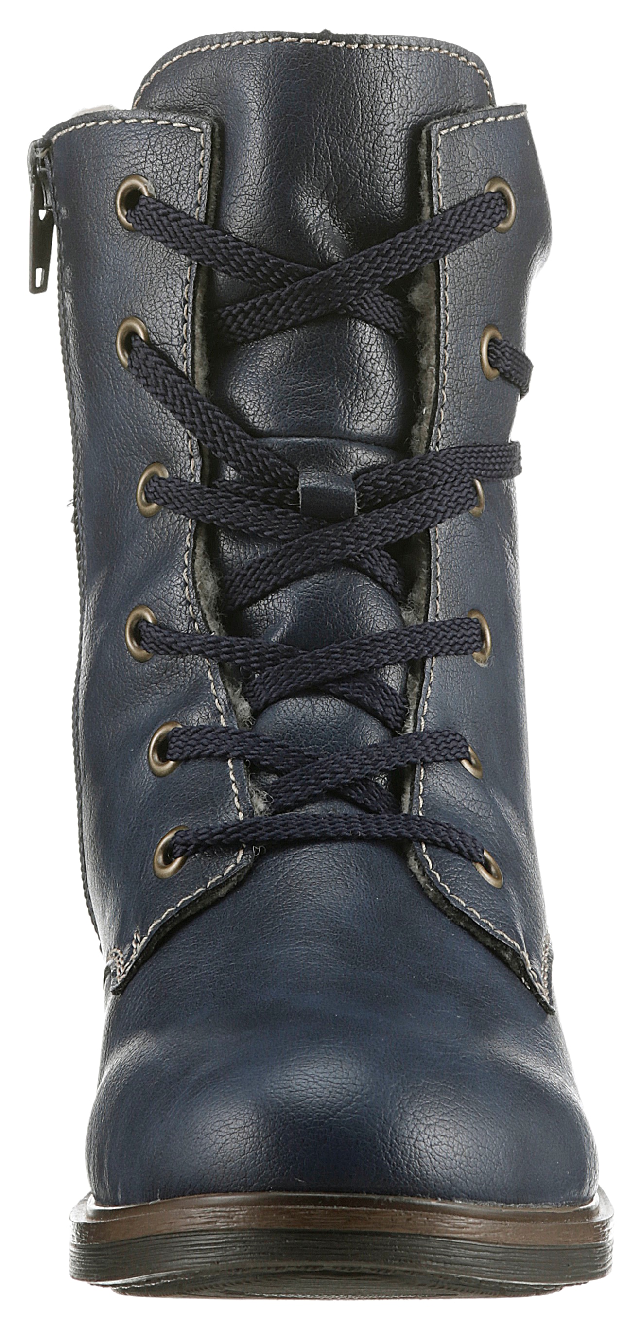 Rieker Winterstiefelette, Winterboots, Blockabsatz, schaftumspielende Schnürung
