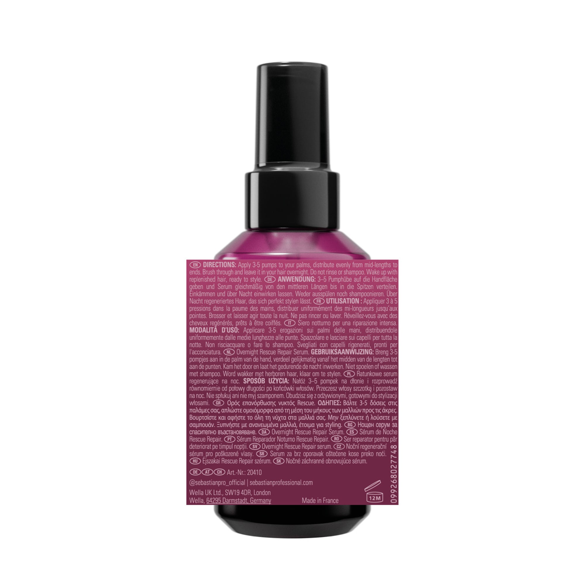 Sebastian Professional Haarserum »Penetraitt Overnight Repairing Serum« für geschädigtes Haar, feuchtigkeitsspendende Formel, gegen Frizz