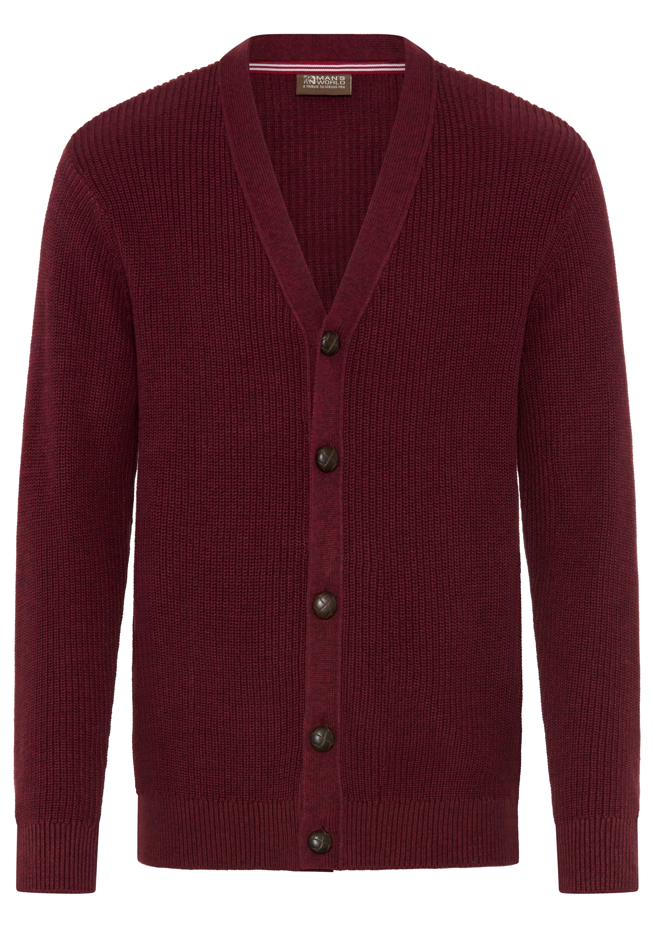 Man's World Strickjacke »Neue Kollektion! Highlight Rippenqualität« Regular fit, mit melierter Optik, mit Knopfleiste, Langarm