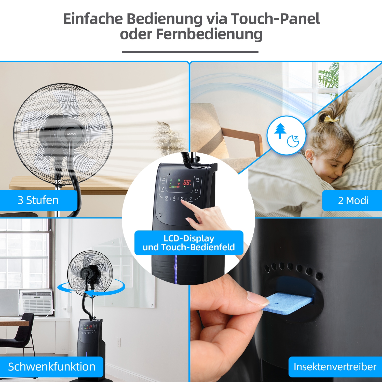 be cool Standventilator »BC40SNST2202F«, 40 cm Durchmesser