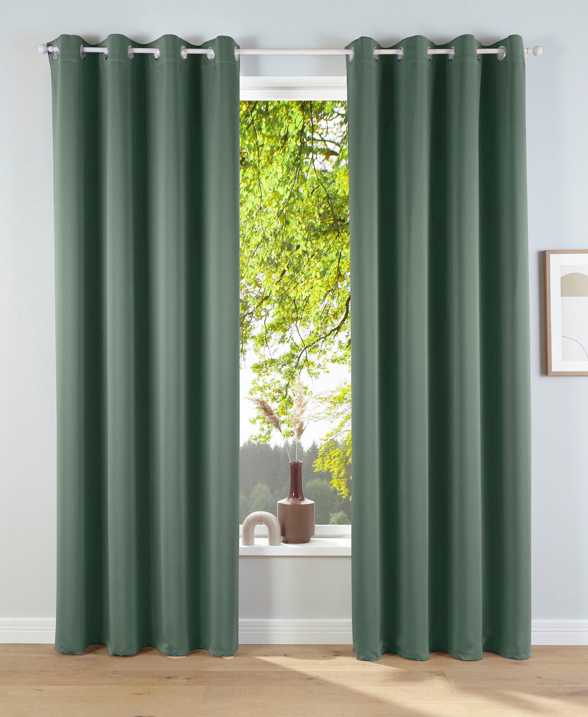 OTTO home Verdunkelungsvorhang »Solana, Ösen, verdunkelnd, 2er Set, Topseller« Ösen 2 Stk. tlg. 2-er Set, Breite 140 cm, einfarbig