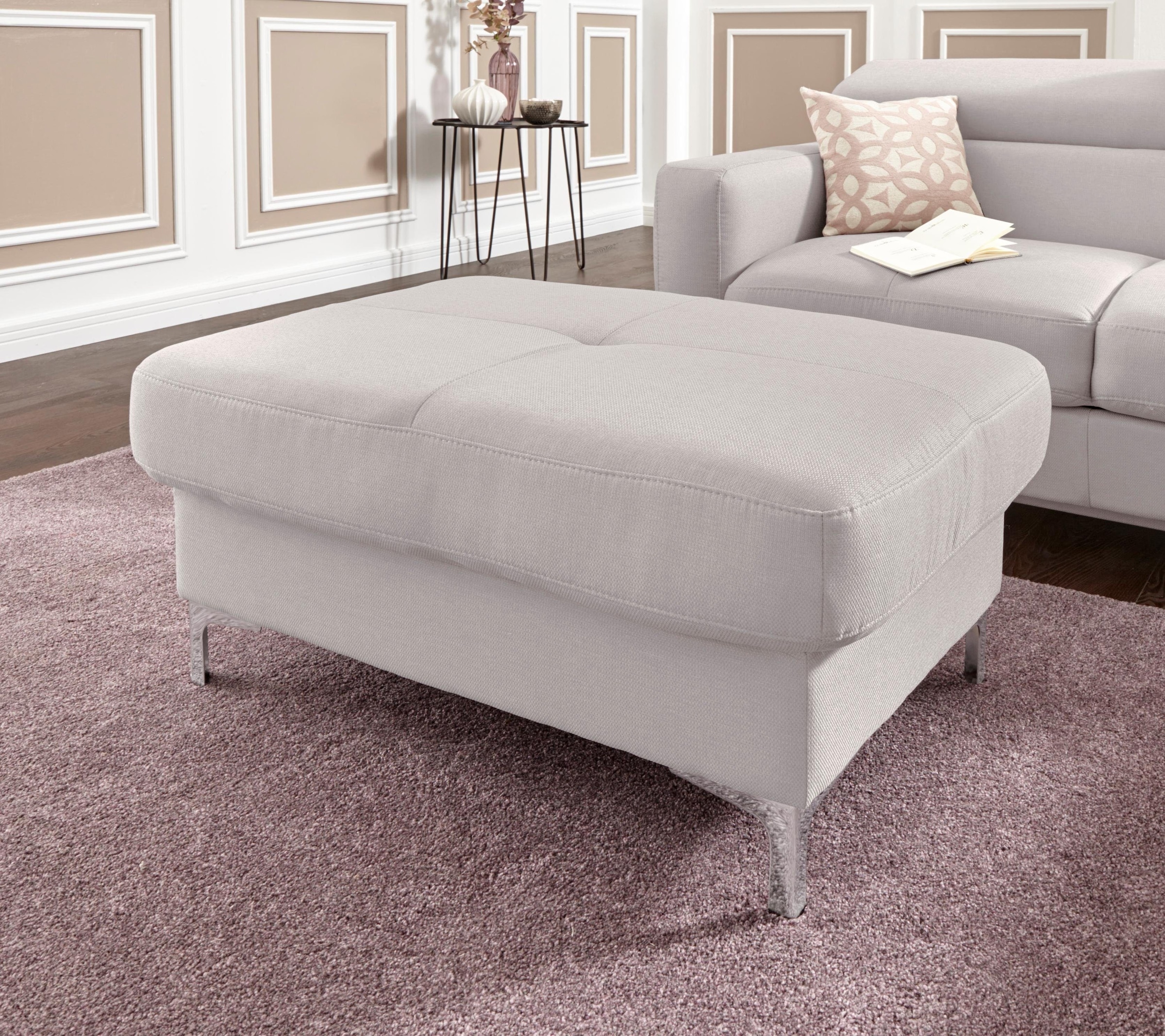 COTTA Polstergarnitur »Sammy L-Form«, (Set), Set bestehend aus: Ecksofa mit Kopfteilverstellung & Hocker