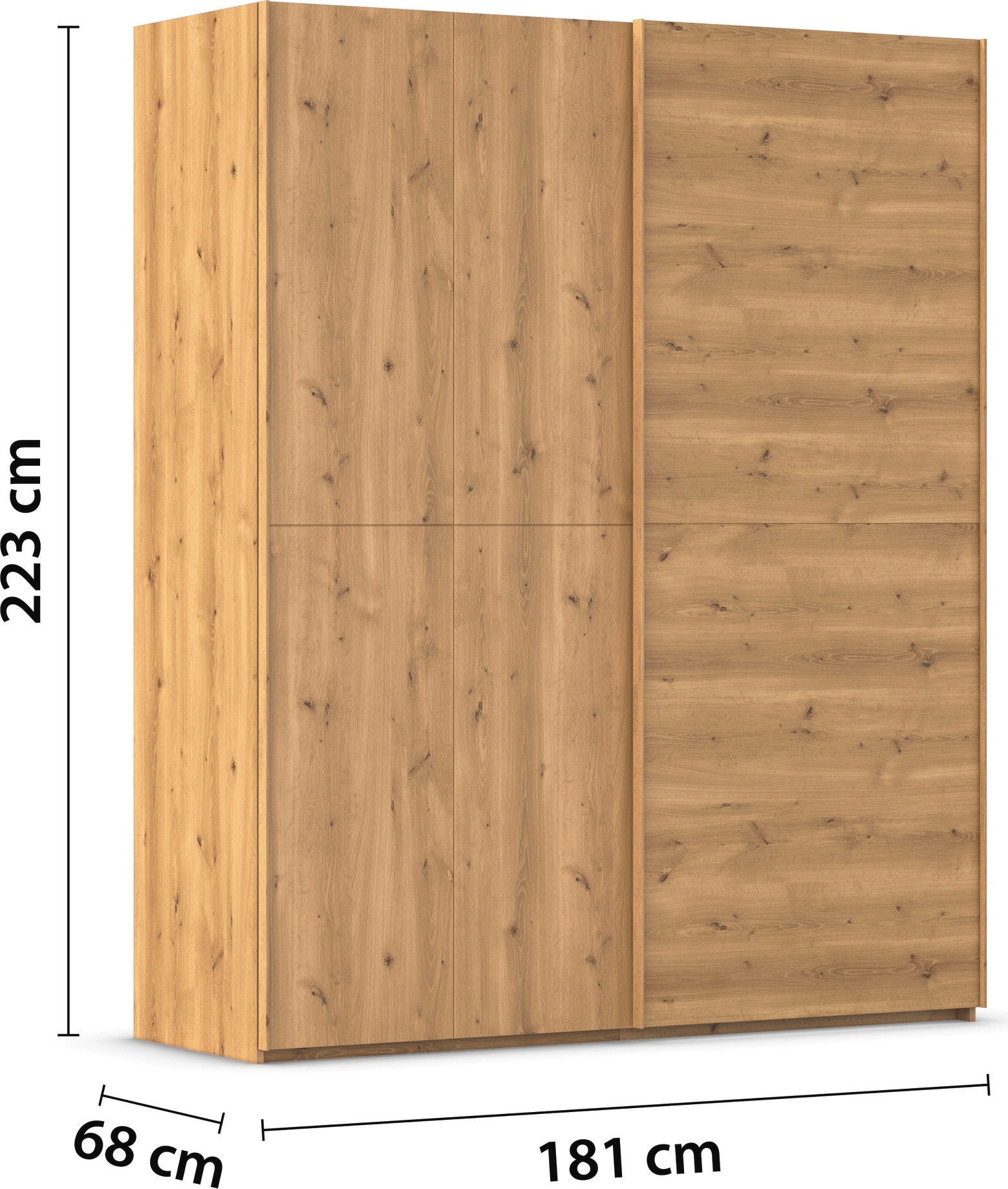 rauch Schwebetürenschrank »Kleiderschrank Schrank Garderobe Schlafzimmerschrank SCALE-WOOD«, senkrecht geteilte Türen in robuster massiver Asteiche MADE IN GERMANY