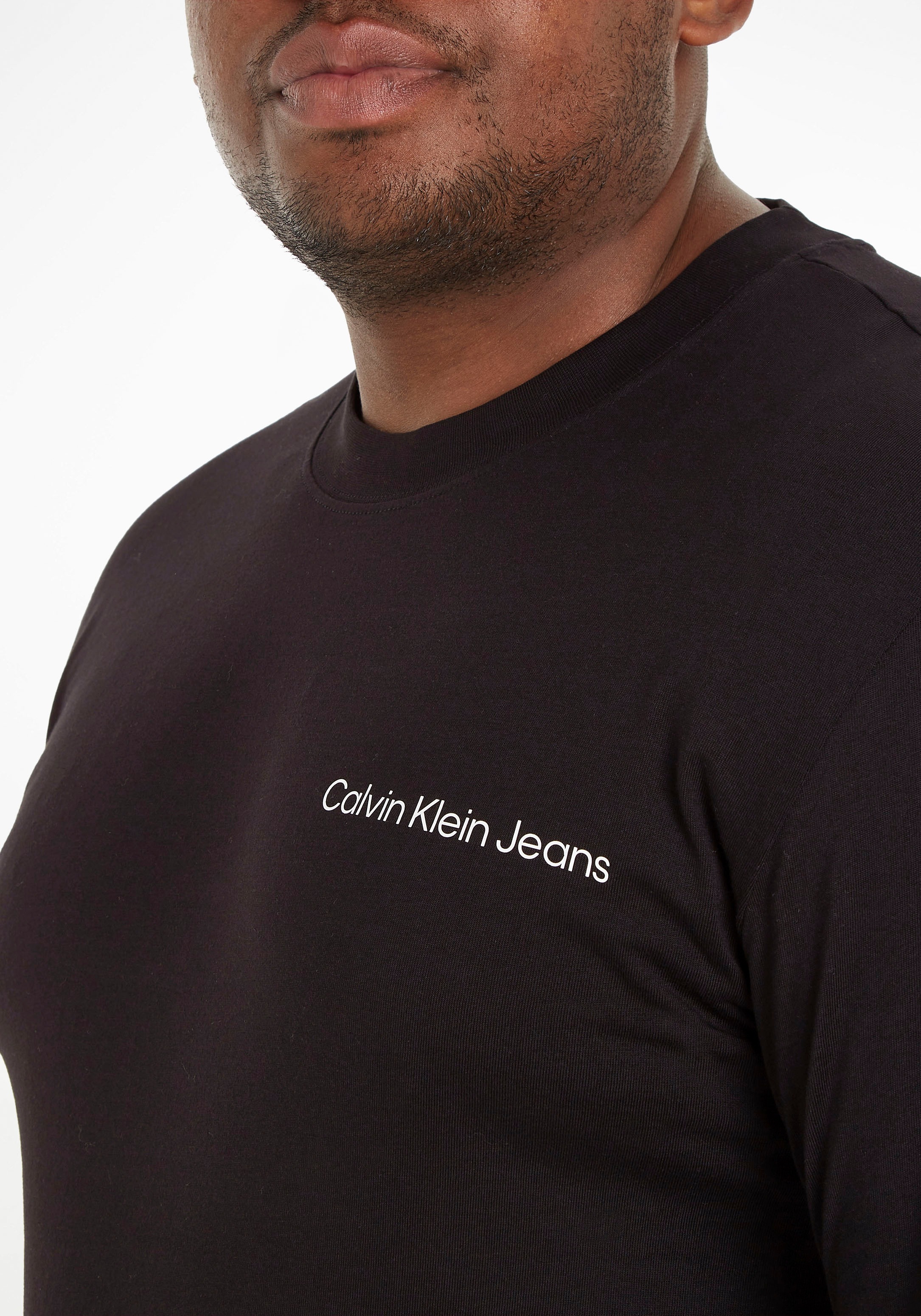 Calvin Klein Jeans LS bei Langarmshirt hohem ♕ Runhalsausschnitt mit »INSTITUTIONAL TEE«, BACK LOGO