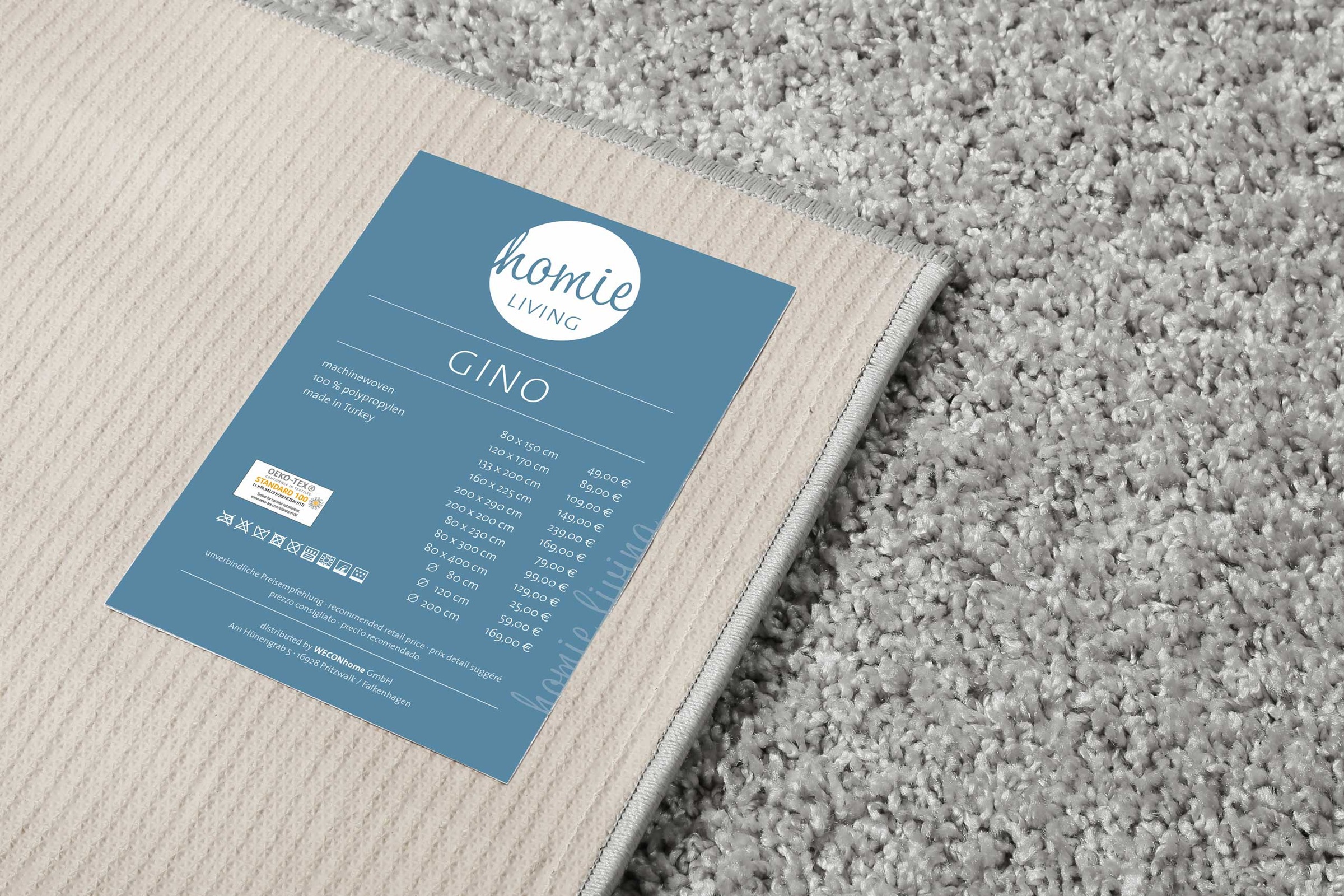 Homie Living Teppich »Gino«, rechteckig, 30 mm Höhe, Hochflor, gewebt, weich, uni, Wohnzimmer, Schlafzimmer, waschbar