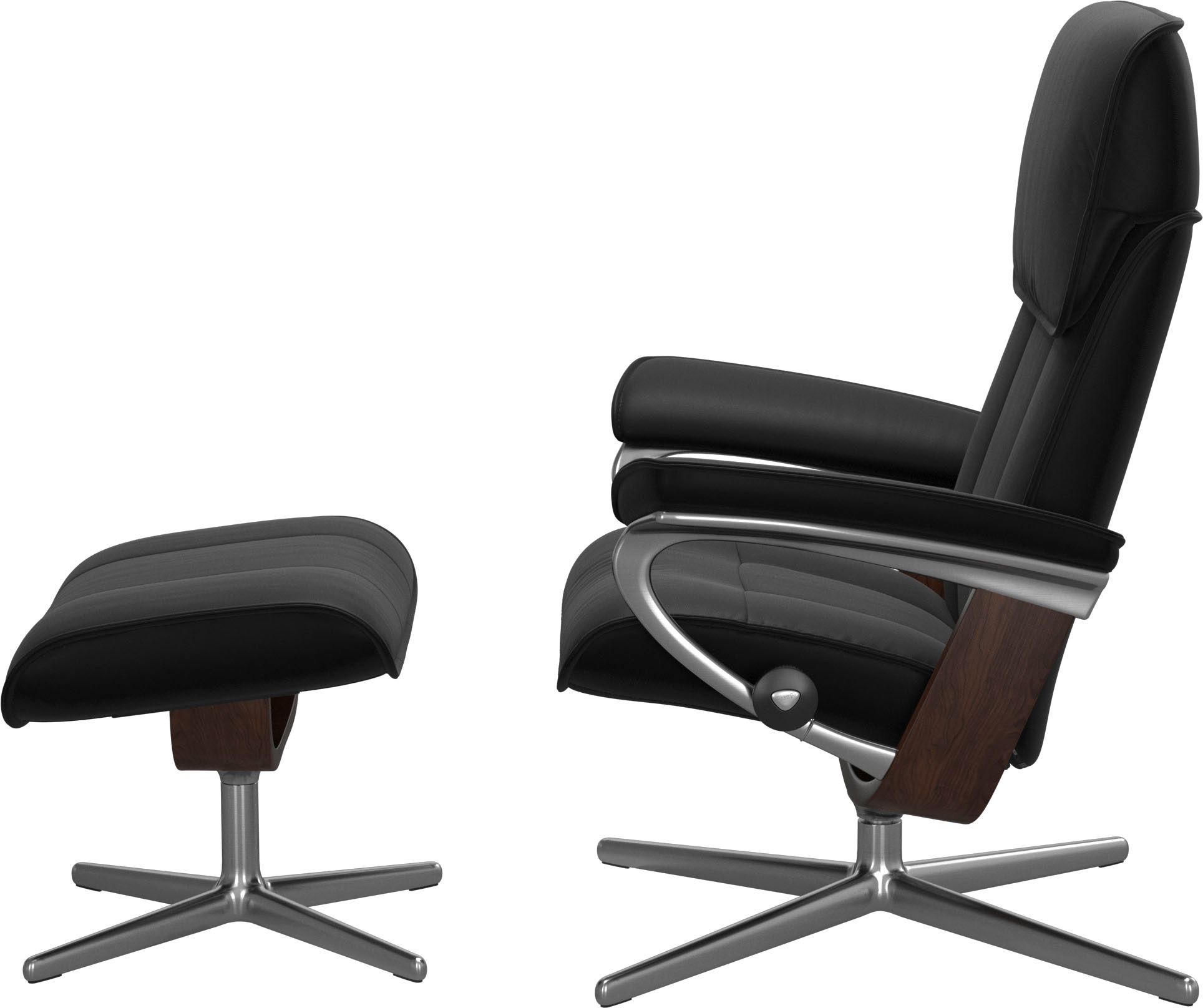 Stressless® Relaxsessel »Admiral« Set, Relaxsessel inkl. Hocker,  mit Cross Base, Größe M & L, Holzakzent Braun