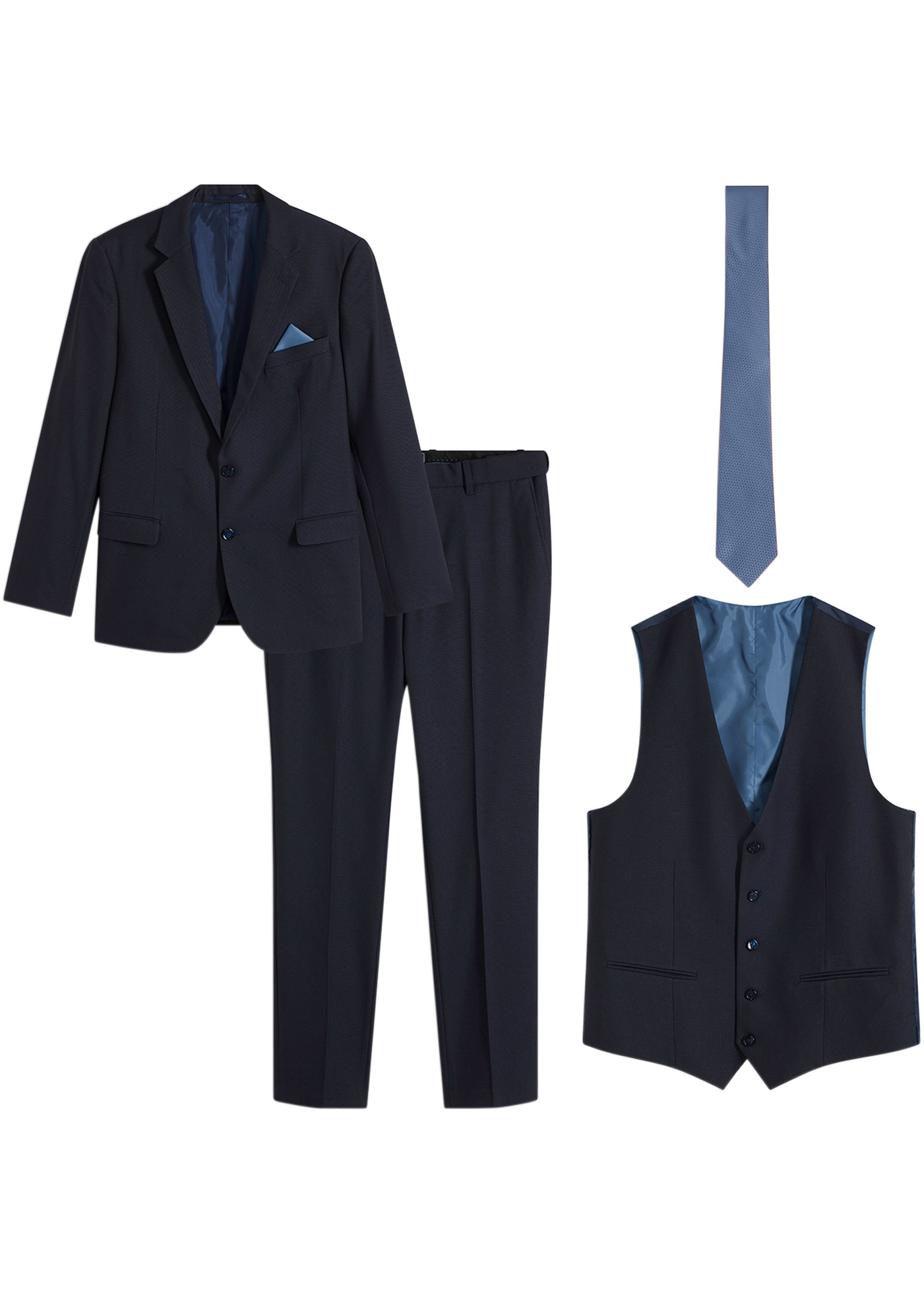 bonprix Anzug 4-teilig Set, 4,  slim fit 
