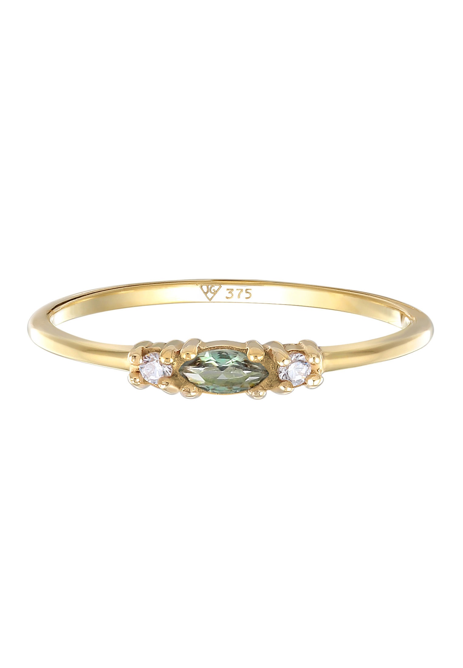 Elli Premium Silberring »Ring Vintage Zirkonia Marquise synth. Saphir 375 Gelbgold«