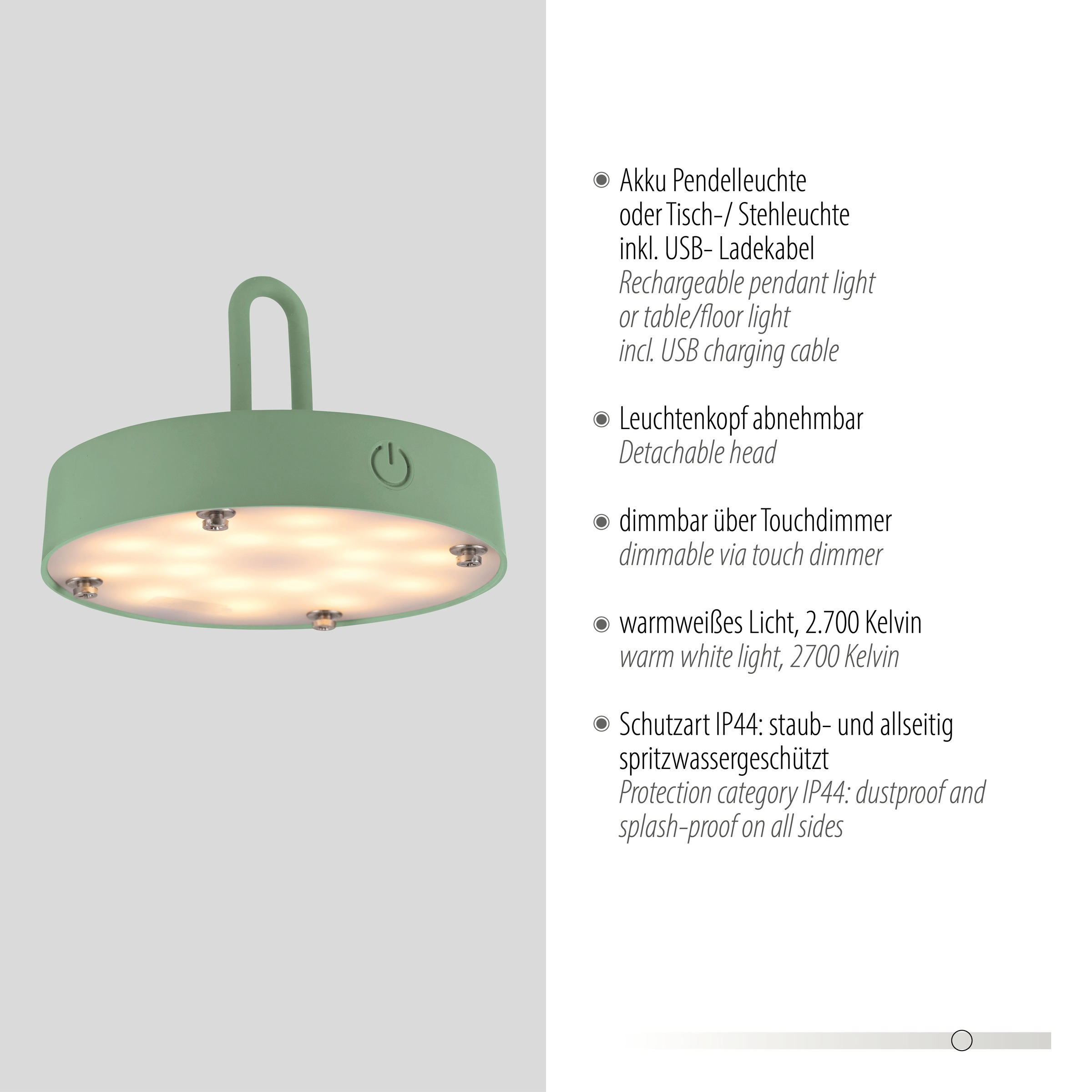 JUST LIGHT Pendelleuchte »AKUBA«, 1 flammig, Leuchtmittel LED-Modul | LED fest integriert, Akkuleuchte