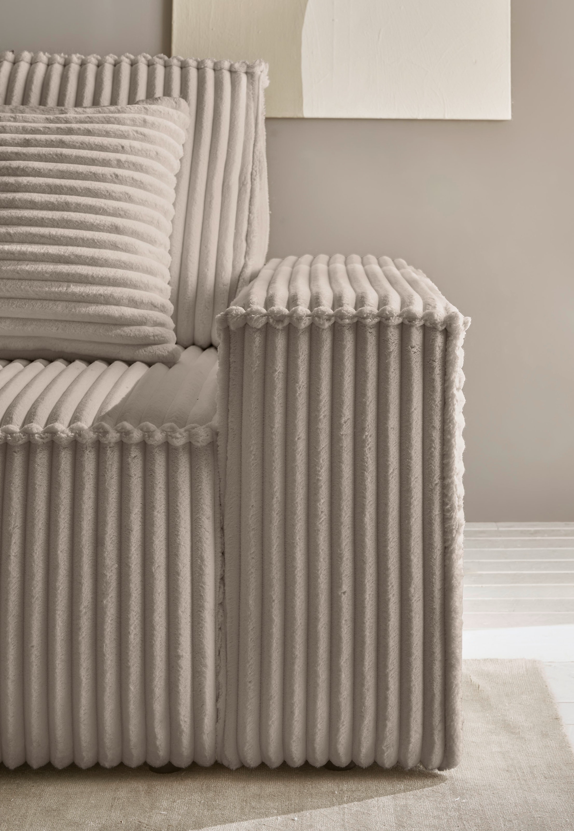 OTTO home Wohnlandschaft »FINNLEY  Cord U-Form XXL 329 cm - OTTO. Verlässliche Qualität.« Schlafsofa, Bettkasten, in Bouclé, Struktur fein und Mega Cord