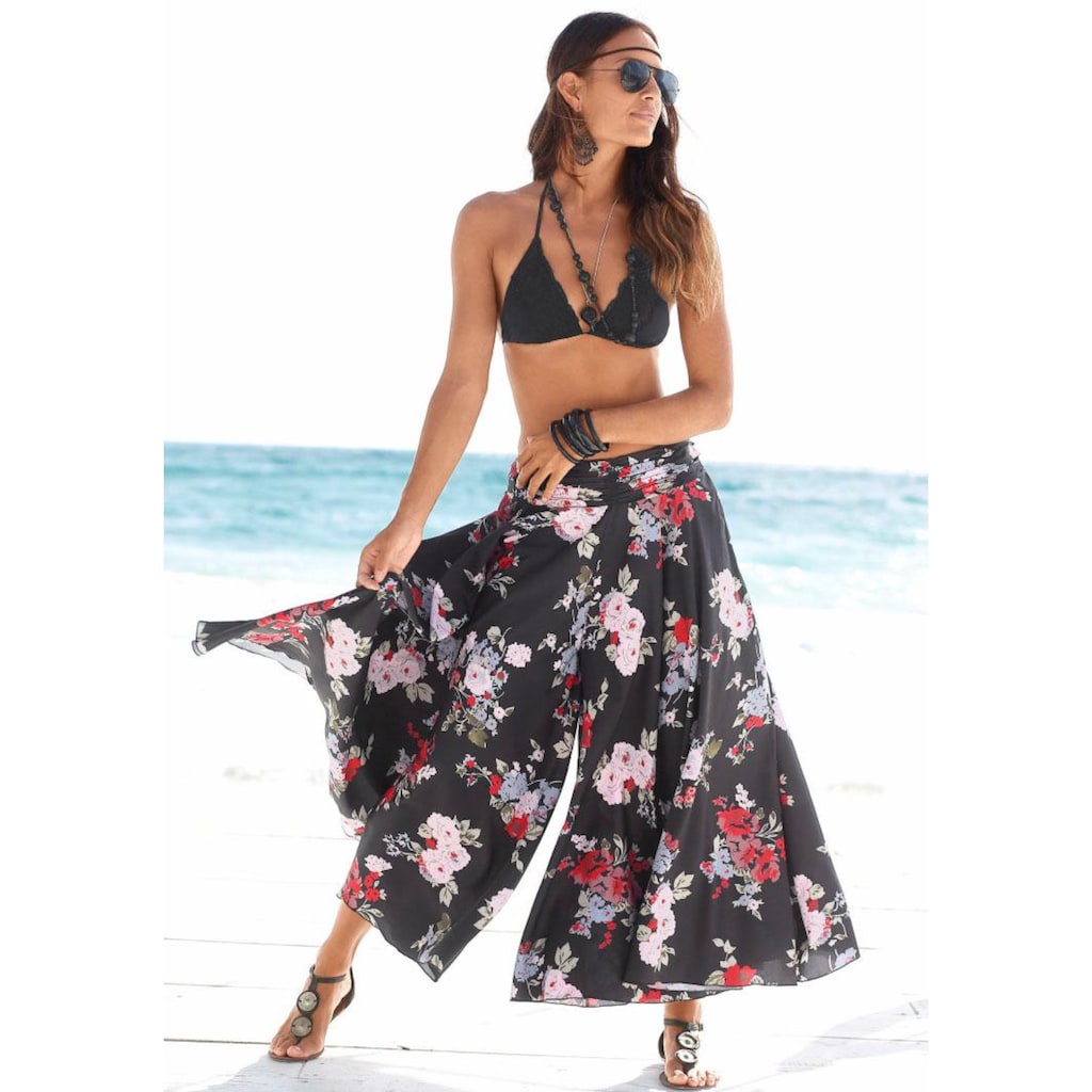 LASCANA Hosenrock, mit Blumenprint, Culotte, extraweites Bein