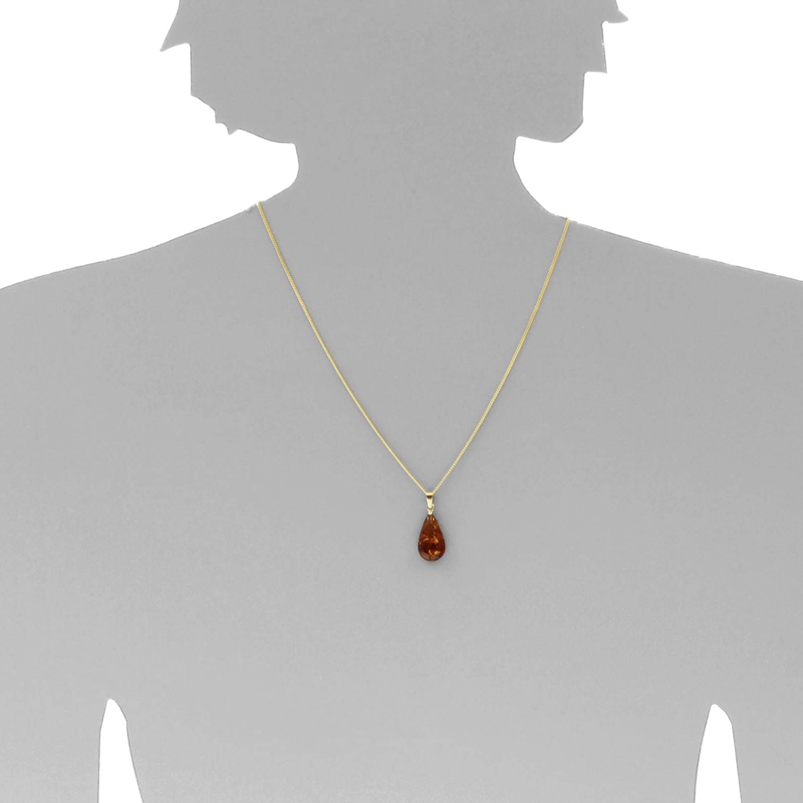 OSTSEE-SCHMUCK Kettenanhänger »- Tropfen flach, ca. 17 mm lang - Silber 925/000 vergoldet - Bernstein - ,«