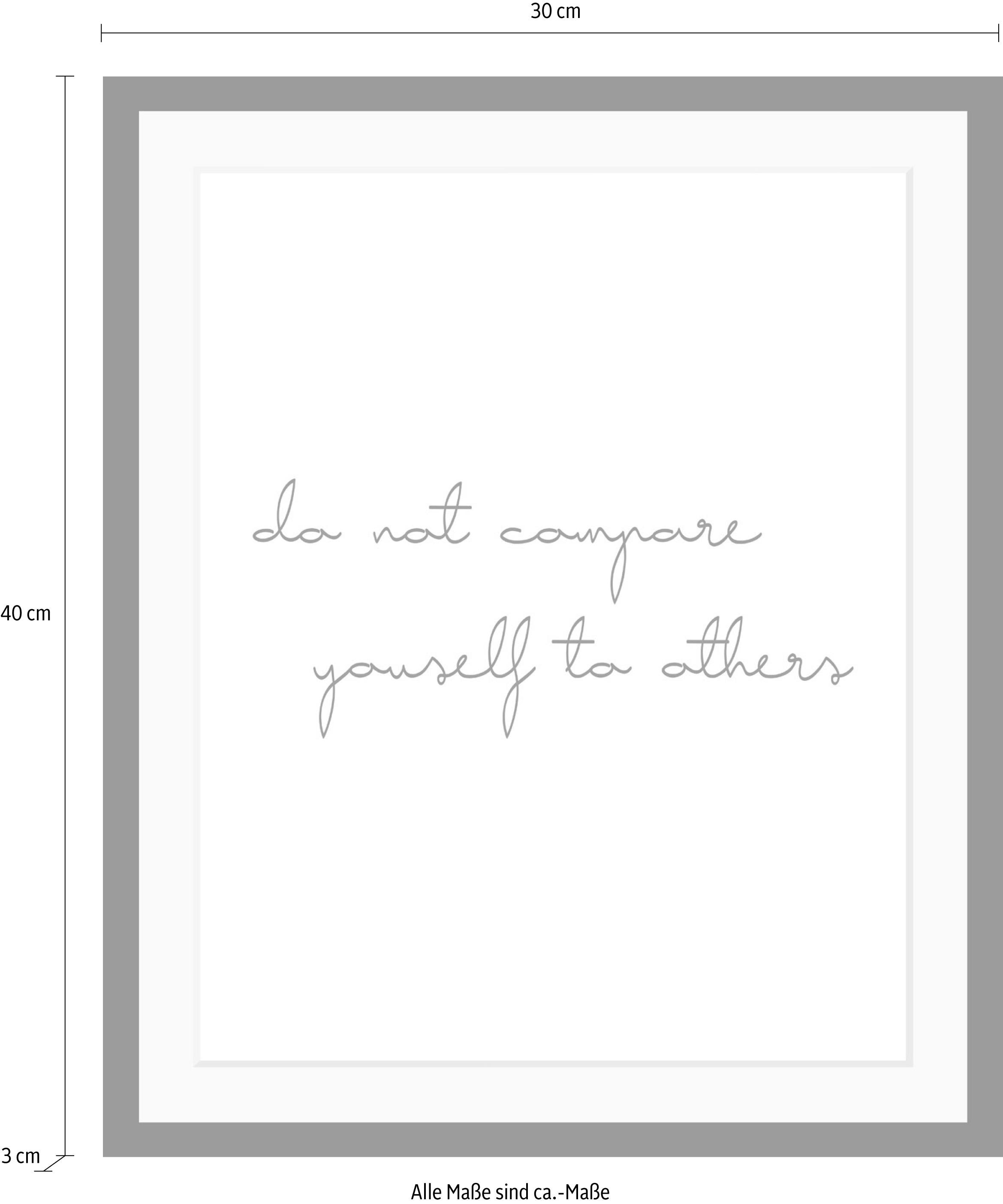 queence Bild »Selbstliebe« Motivationsbilder | Schriftzug | Schwarz-Weiß HD Premium Poster-Druck inkl. Holzrahmen